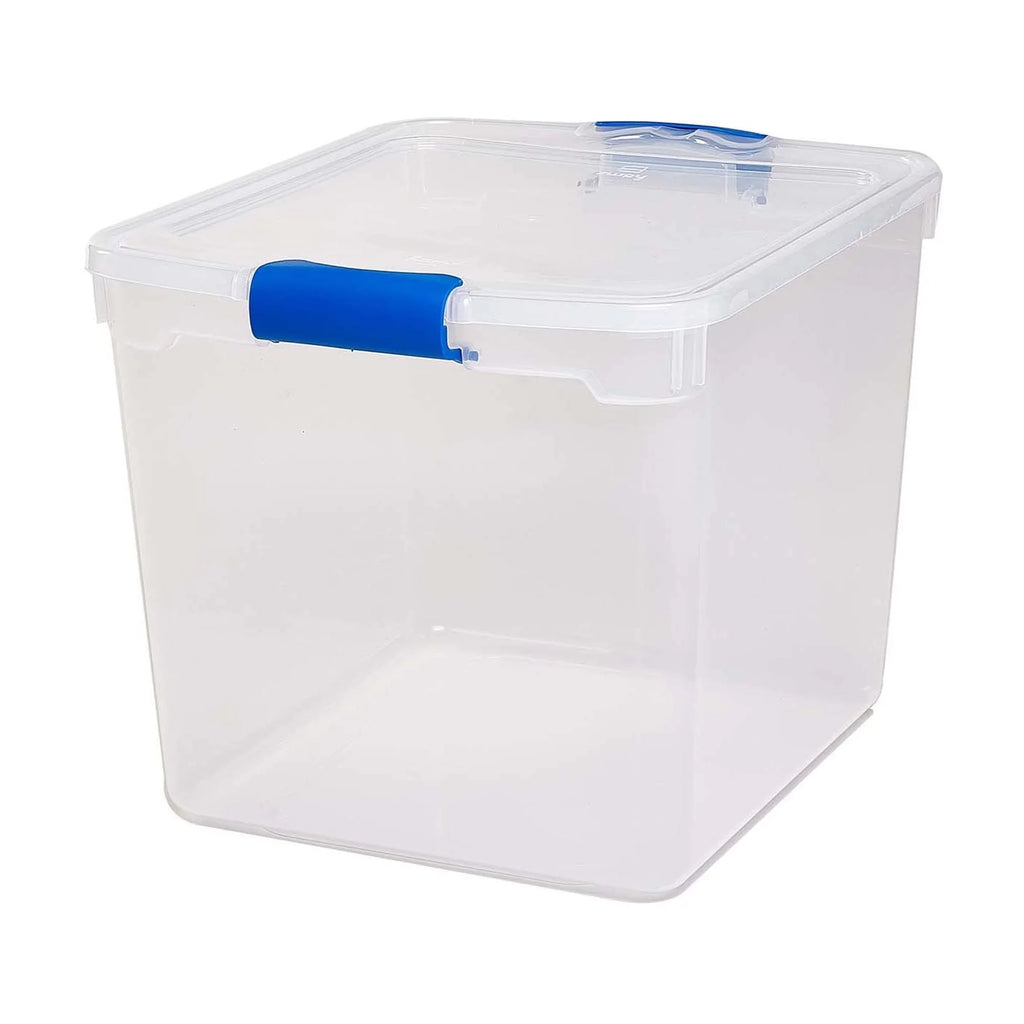Homz 31 Qt. Clear Latching Storage Containers, Clear/Blue, Set of 4