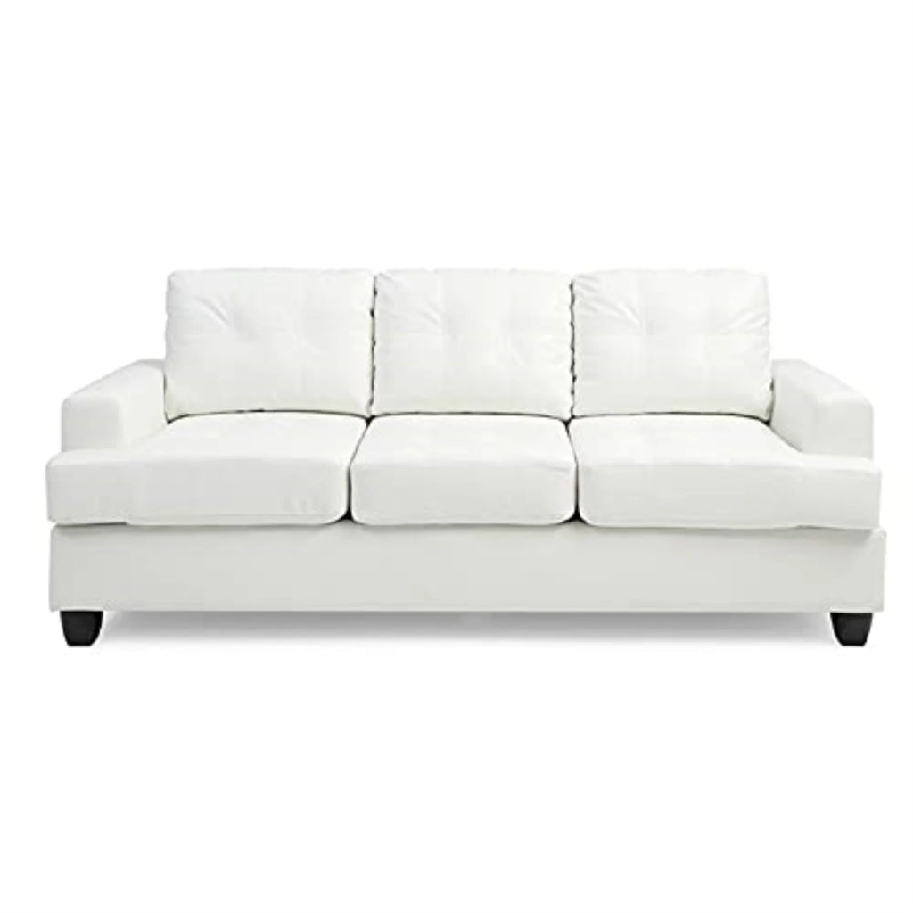 Glory Furniture Sandridge Faux Leather Sofa in White