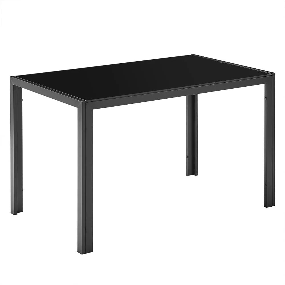 Ktaxon Modern Glass Dining Table For 4, Breakfast Rectangle for Small Kitchen Dining Room Black(Only Talbe)