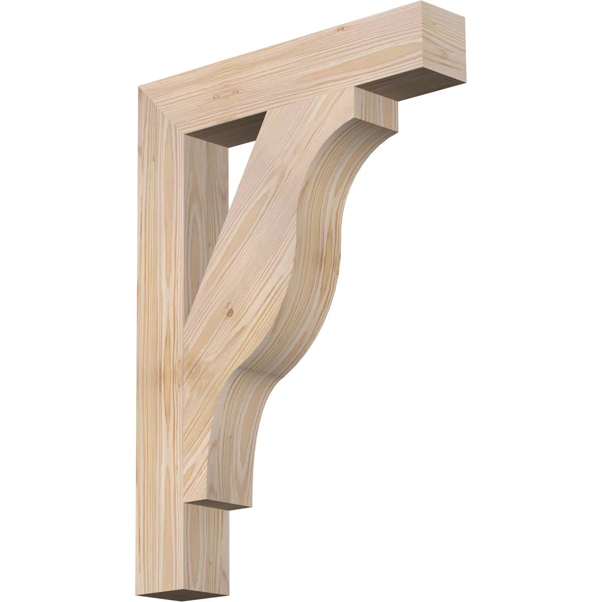 Ekena Millwork 3 1/2"W x 20"D x 28"H Funston Block Smooth Bracket, Douglas Fir