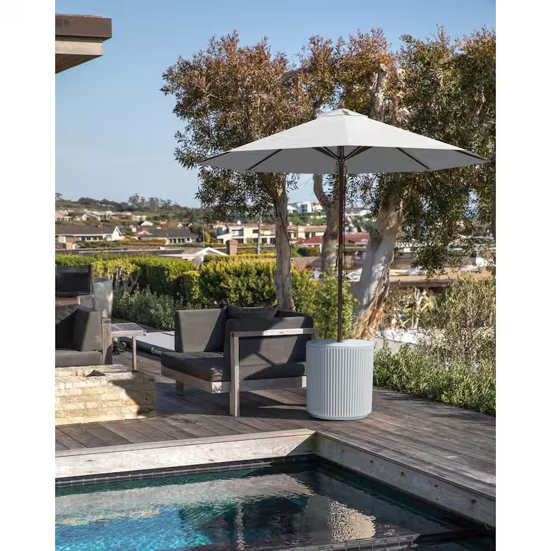 Round White Plastic 21'' Height Outdoor Umbrella Side table