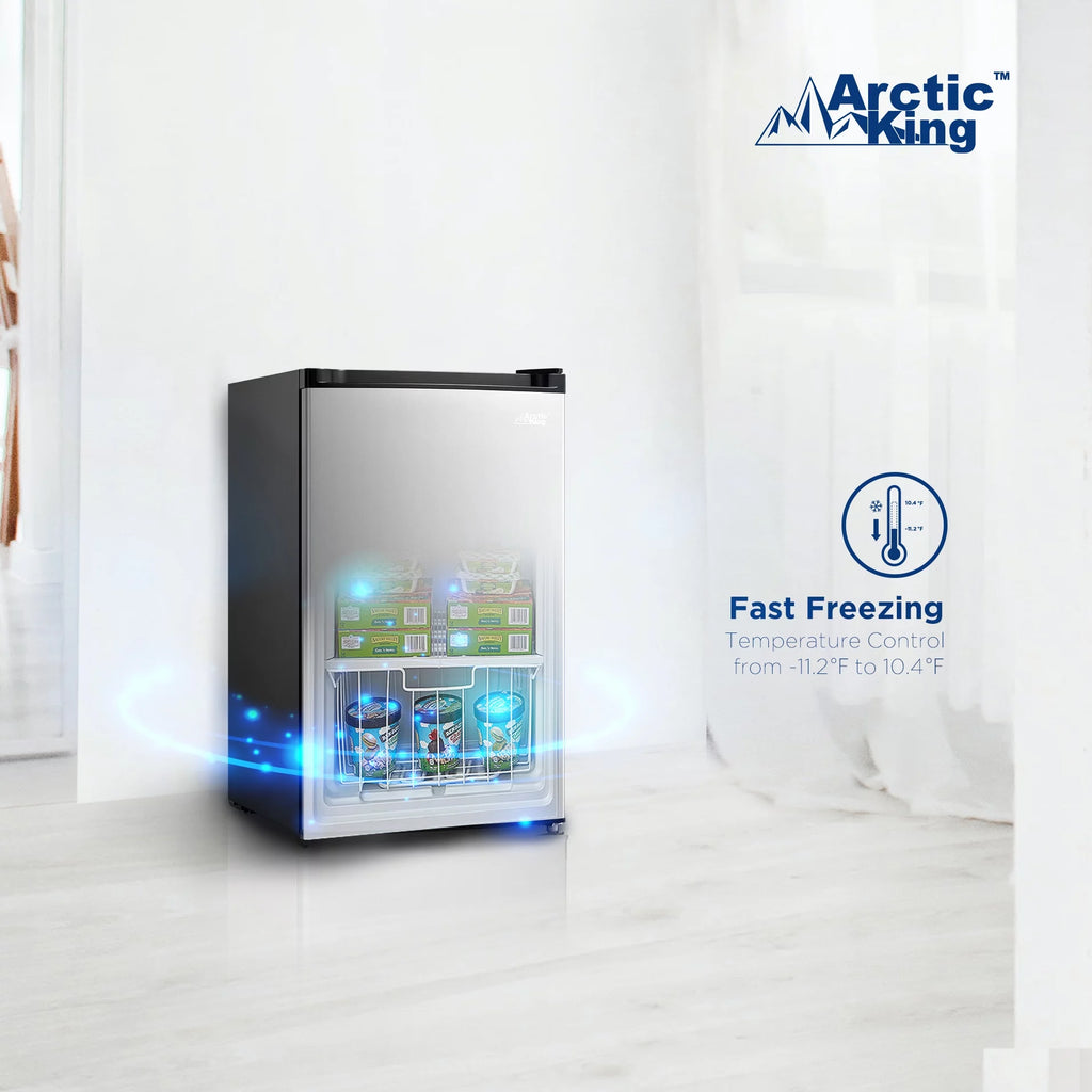 Arctic King 3.0 Cu ft Upright Freezer Stainless Steel Door, E-star new