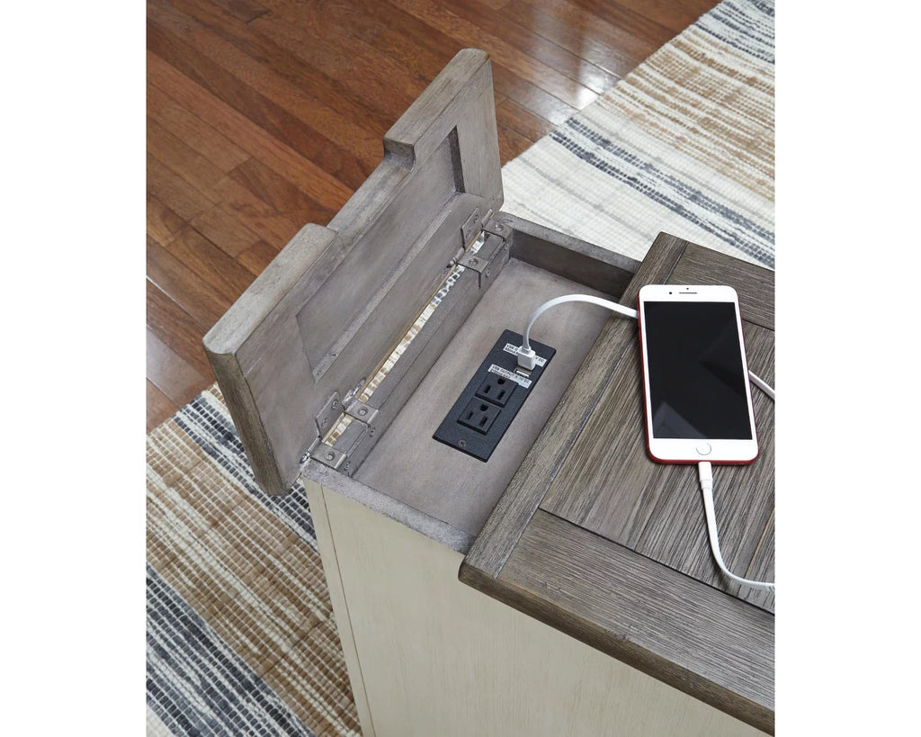 Signature Design by Ashley Casual Bolanburg Chairside End Table with USB Ports & Outlets  Two-tone