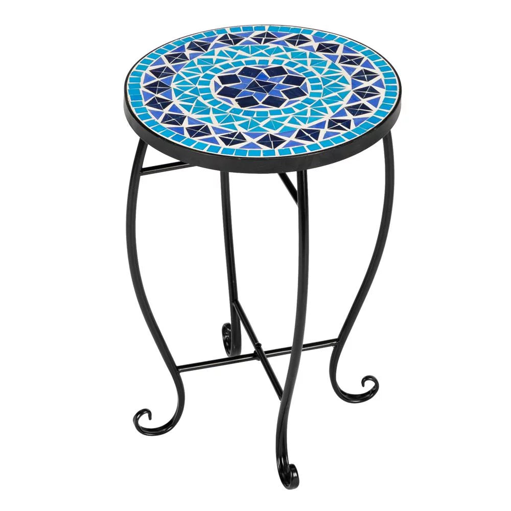 UBesGoo Blue Hawaii Mosaic Round Terrace Bistro Table