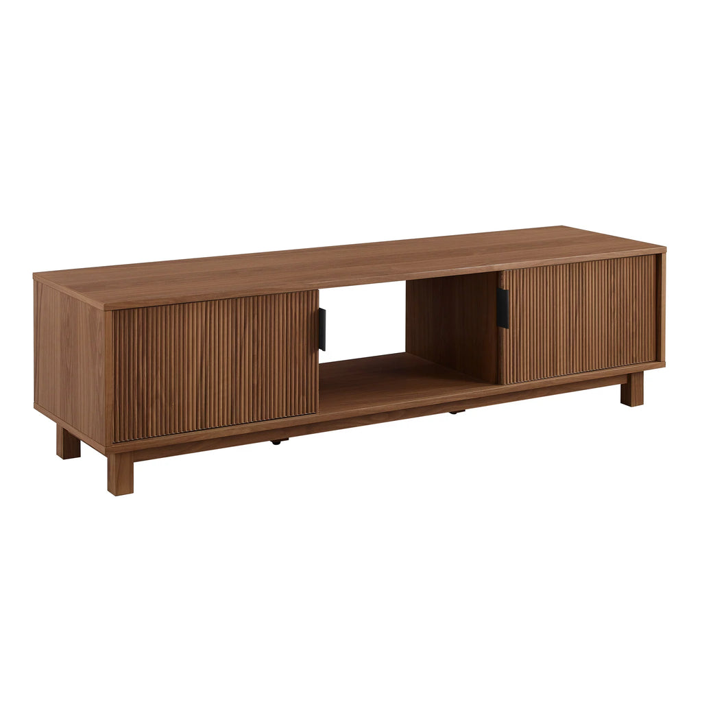 Manor Park Mid-Century Modern 2-Door Reeded TV Stand for TVs up to 65", Mocha