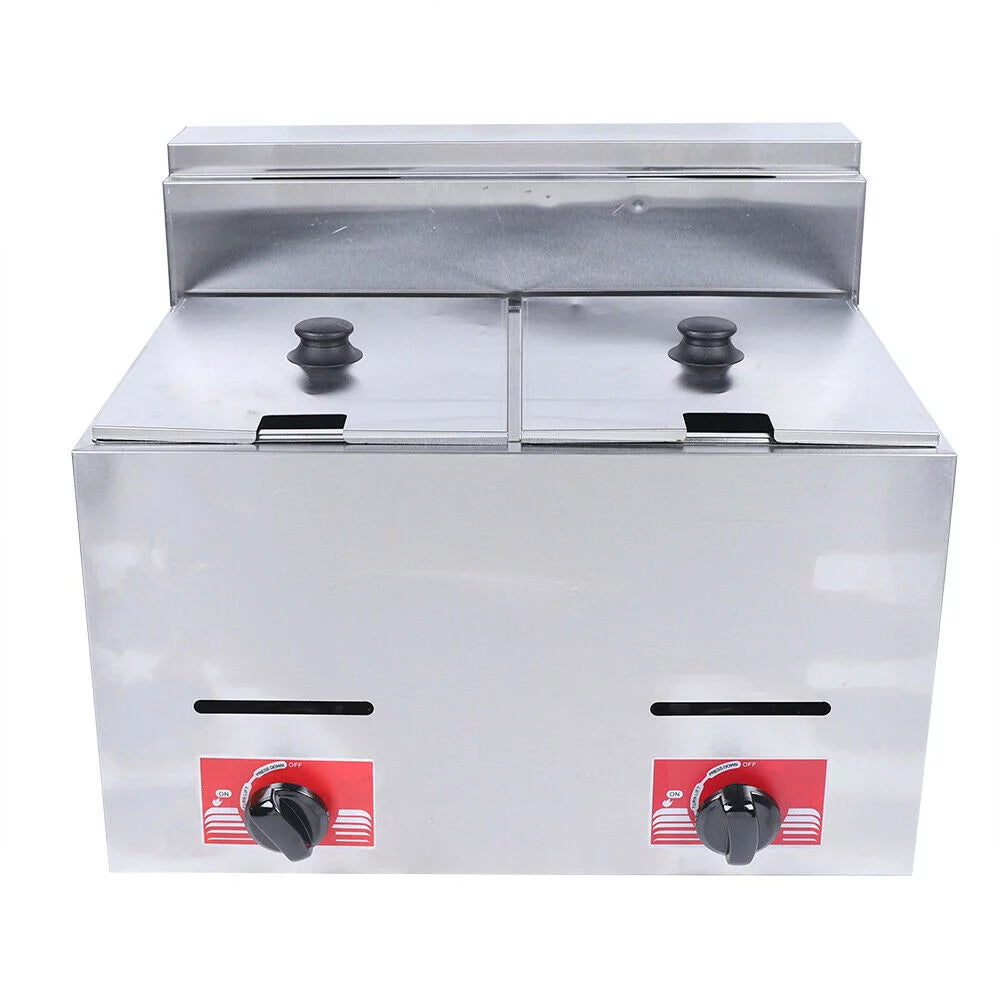12L Commercial Countertop Gas Fryer, 2 Basket, Propane LPG Deep Fryer 2*6L