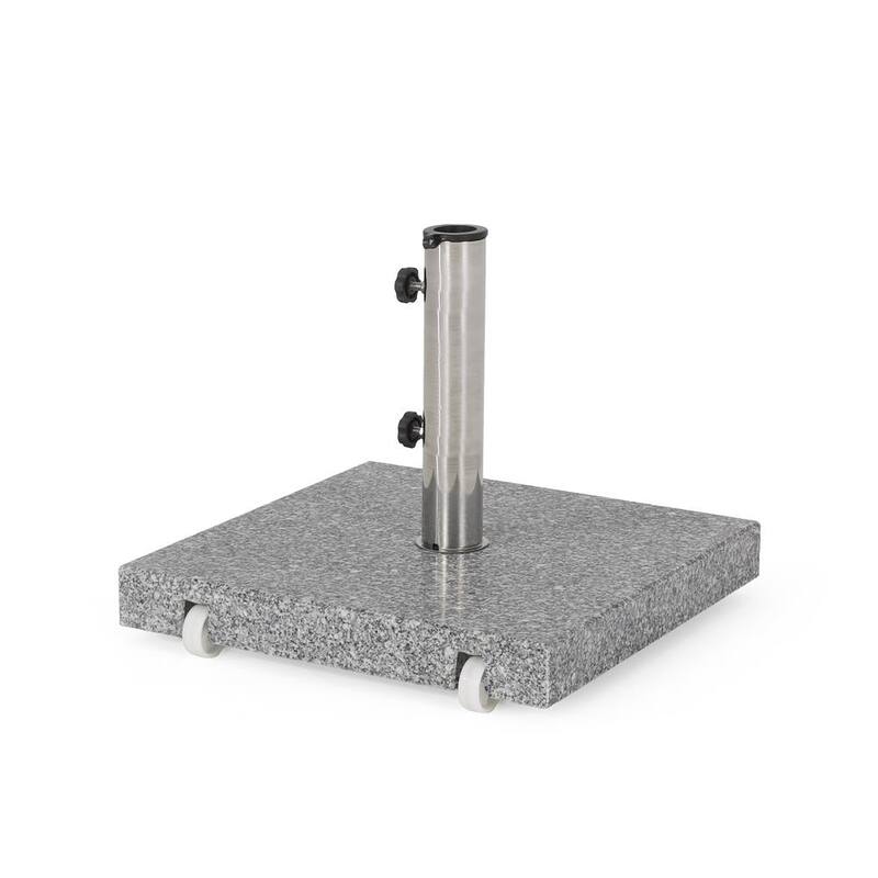 Emanuel 62.5 lbs. Granite and Stainless Steel Outdoor Patio Umbrella Base in Natural Grey