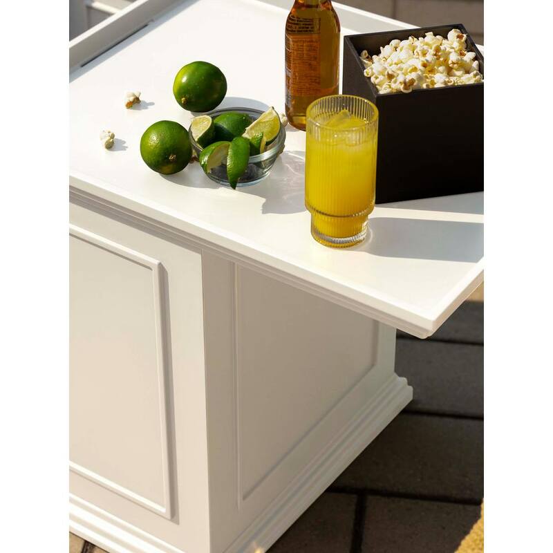 Rectangular White Plastic 22 in. Height Outdoor Tray Side table