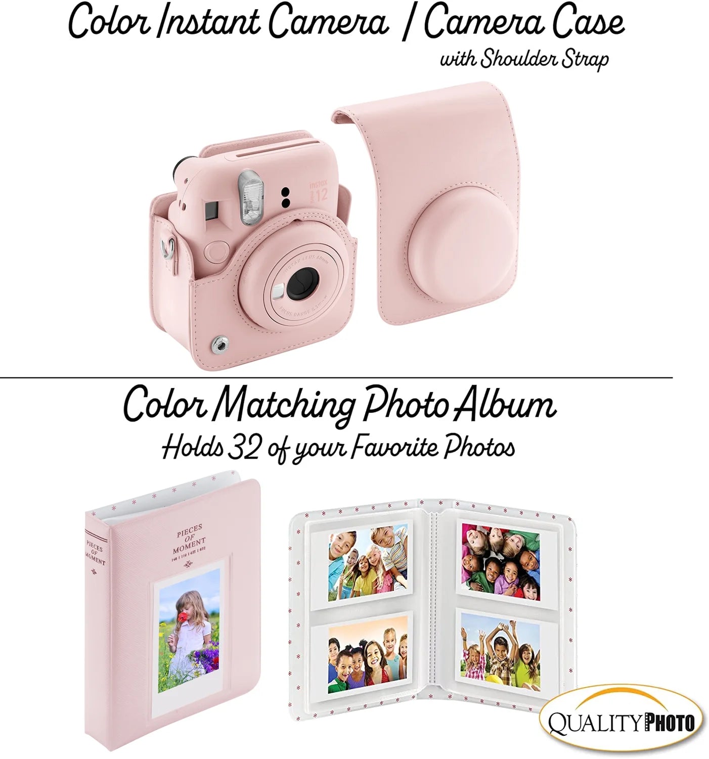 Fujifilm Instax Mini 12 Instant Camera with Case, 20 Fuji Films, Decoration Stickers, Frames, Photo Album and More Accessory kit (Blossom Pink)
