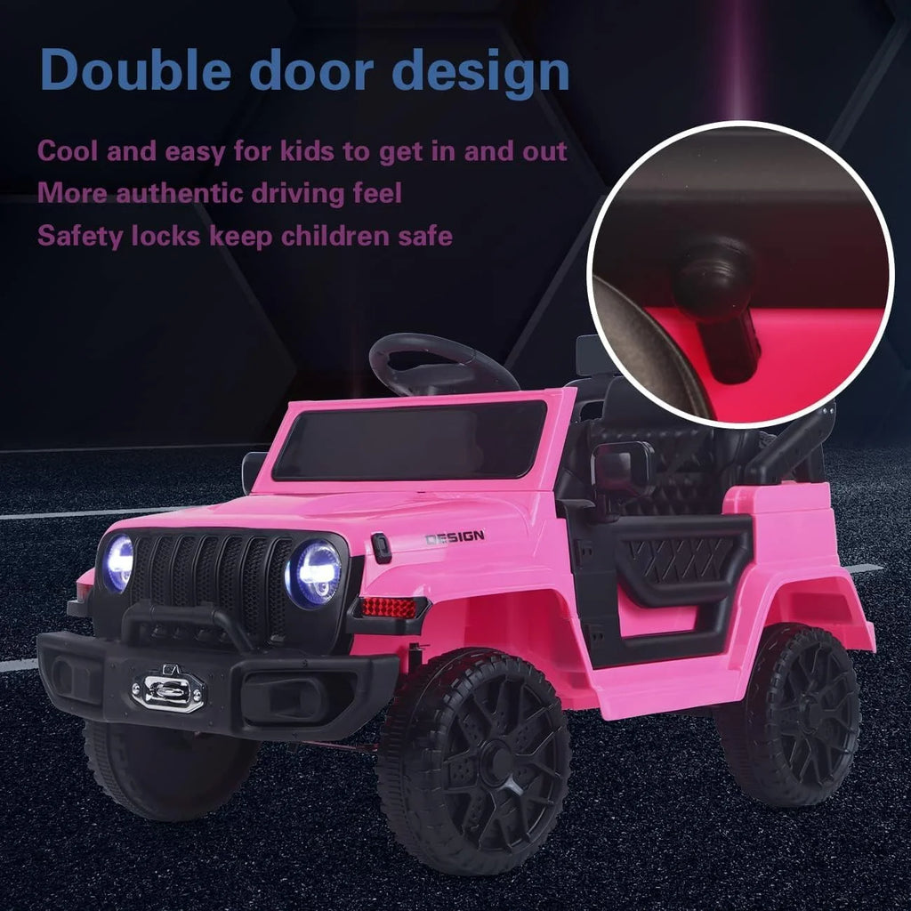 Powered Motorized Vehicles 12v Kid Ride On Electric Car Remote Control LED Lights,Suspension Wheels,Rubber EVA Tire,Music Pink-Ansley&HosHo