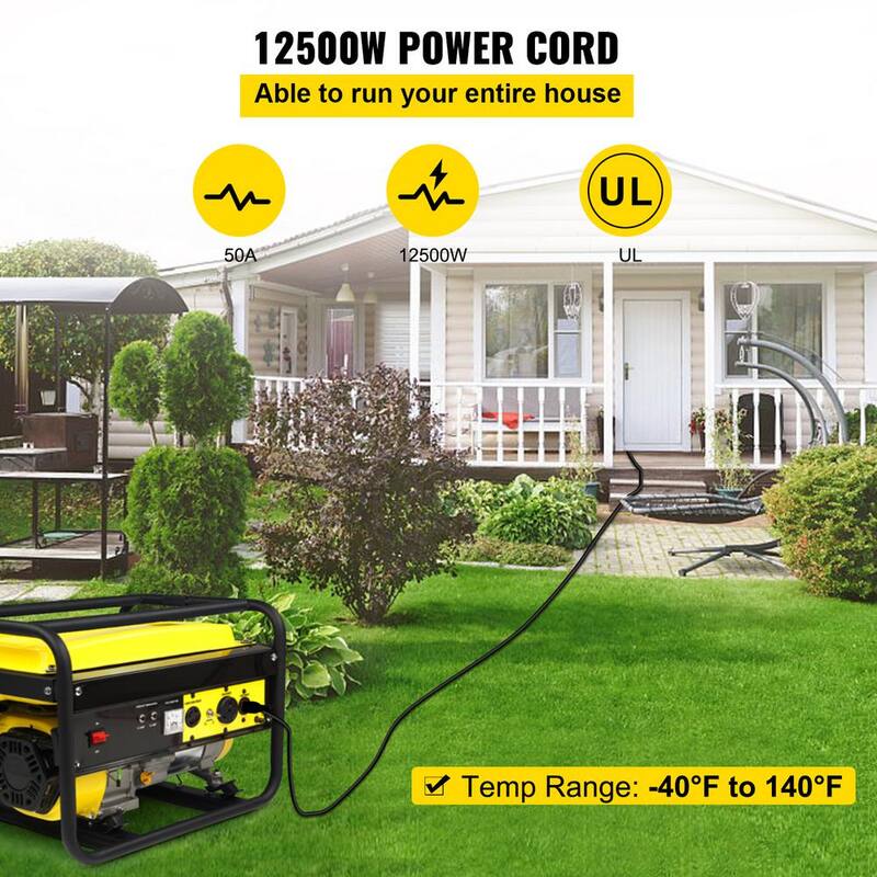 25 ft. 6/3 plus 8/1 Extension Cord Indoor/Outdoor Generator Power Cord STW 50 Amp NEMA 14-50P No-pin Type