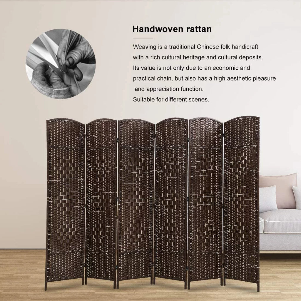 Dkeli Room Dividers and Folding Privacy Screens 6 Panel Portable Privacy Partition, Brown