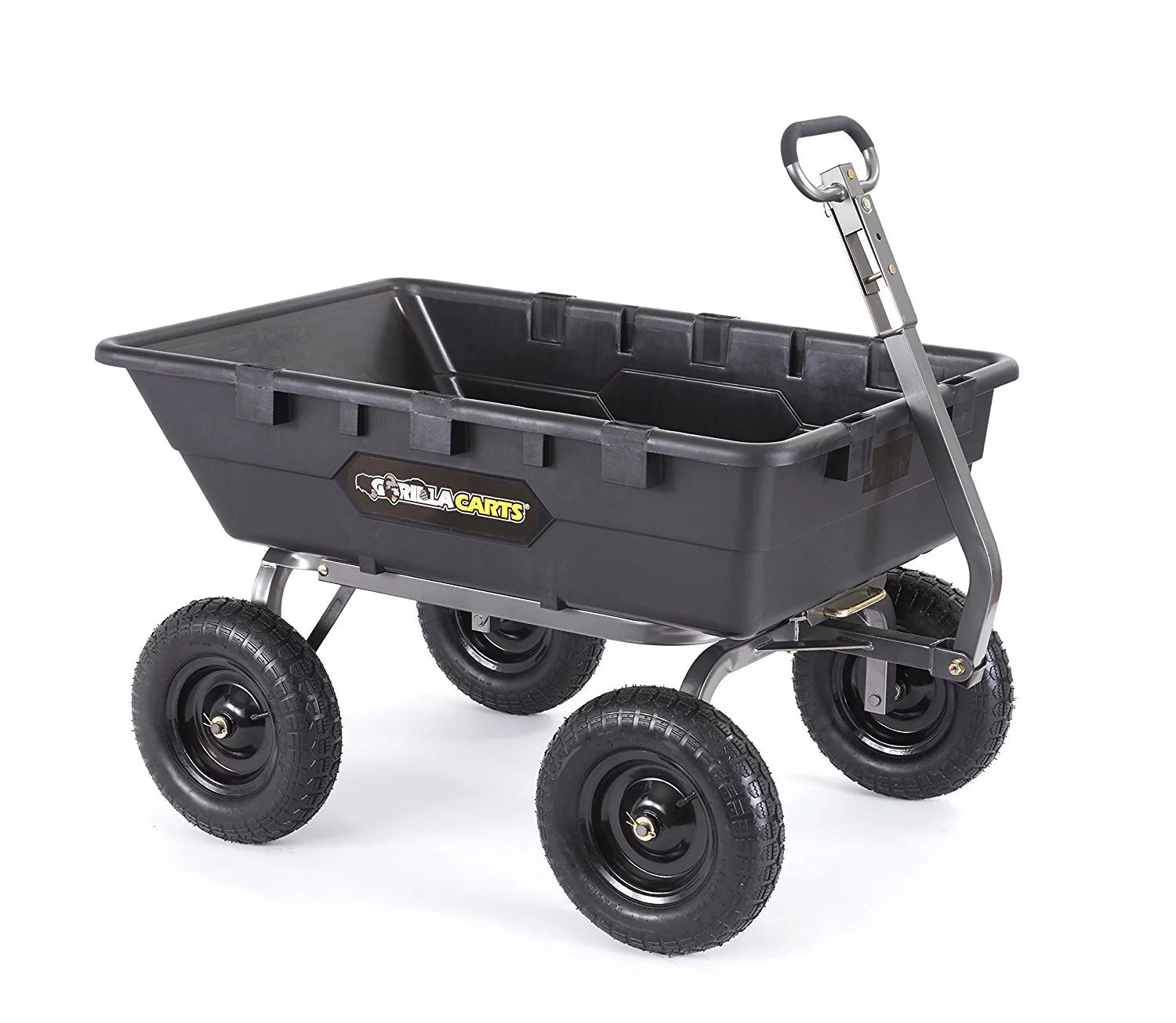 Gorilla Carts Heavy Duty Poly Yard Dump Cart Garden Wagon with 16" Tires