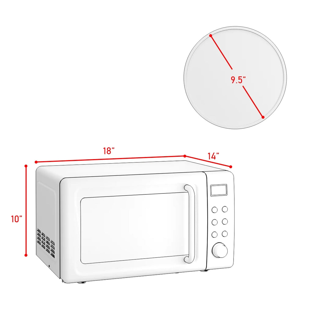 Costway 0.7Cu.ft Retro Countertop Microwave Oven 700W LED Display Glass Turntable Green