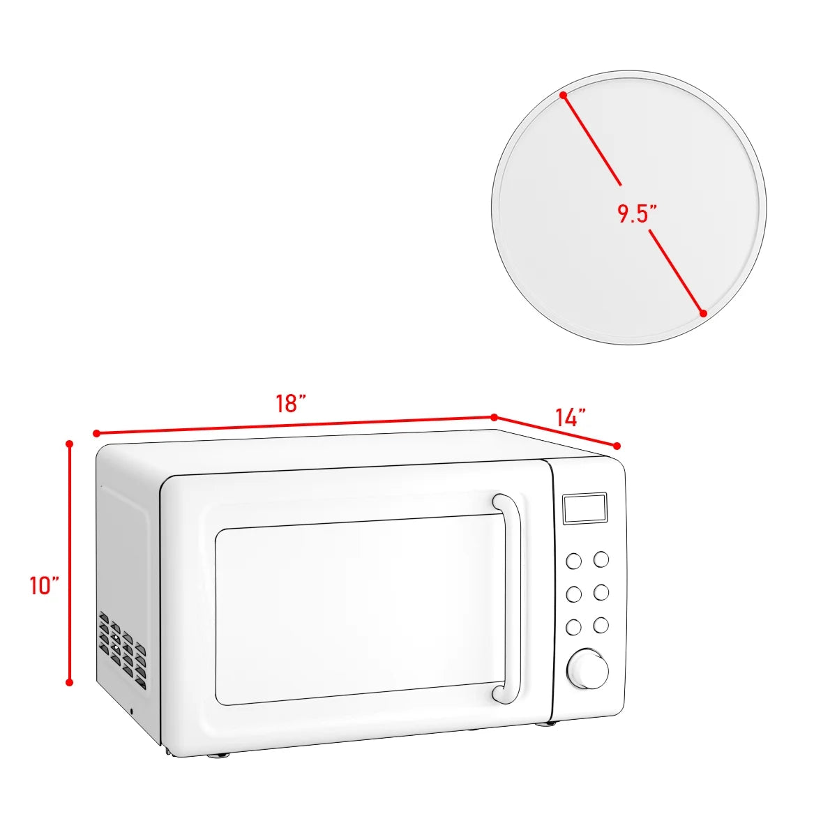 Costway 0.7Cu.ft Retro Countertop Microwave Oven 700W LED Display Glass Turntable Green