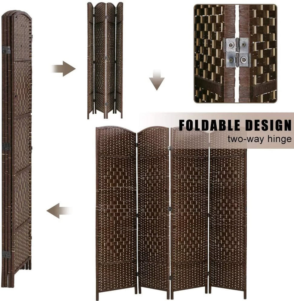 Dkeli Room Dividers and Folding Privacy Screens 6 Panel Portable Privacy Partition, Brown