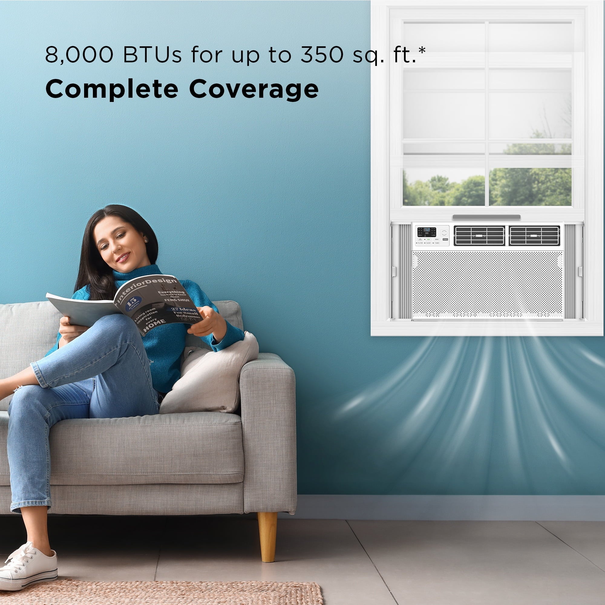 TCL 8,000 BTU Smart Window Air Conditioner, Fan & Dehumidifier, 350 Sq. Ft., Remote Control, Works with Alexa/Google Assistant, W8W92-4