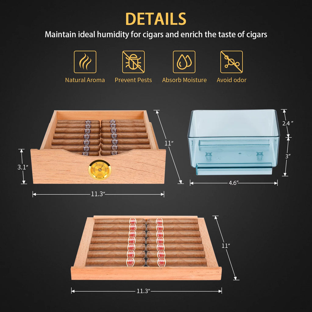 Rocita 16L Cigar Humidor, Electric Cigar Humidor Cabinet for 100 Counts with Digital Hygrometer, Spanish Cedar Lined Cigar Box, Great Gift for Father Friends Men