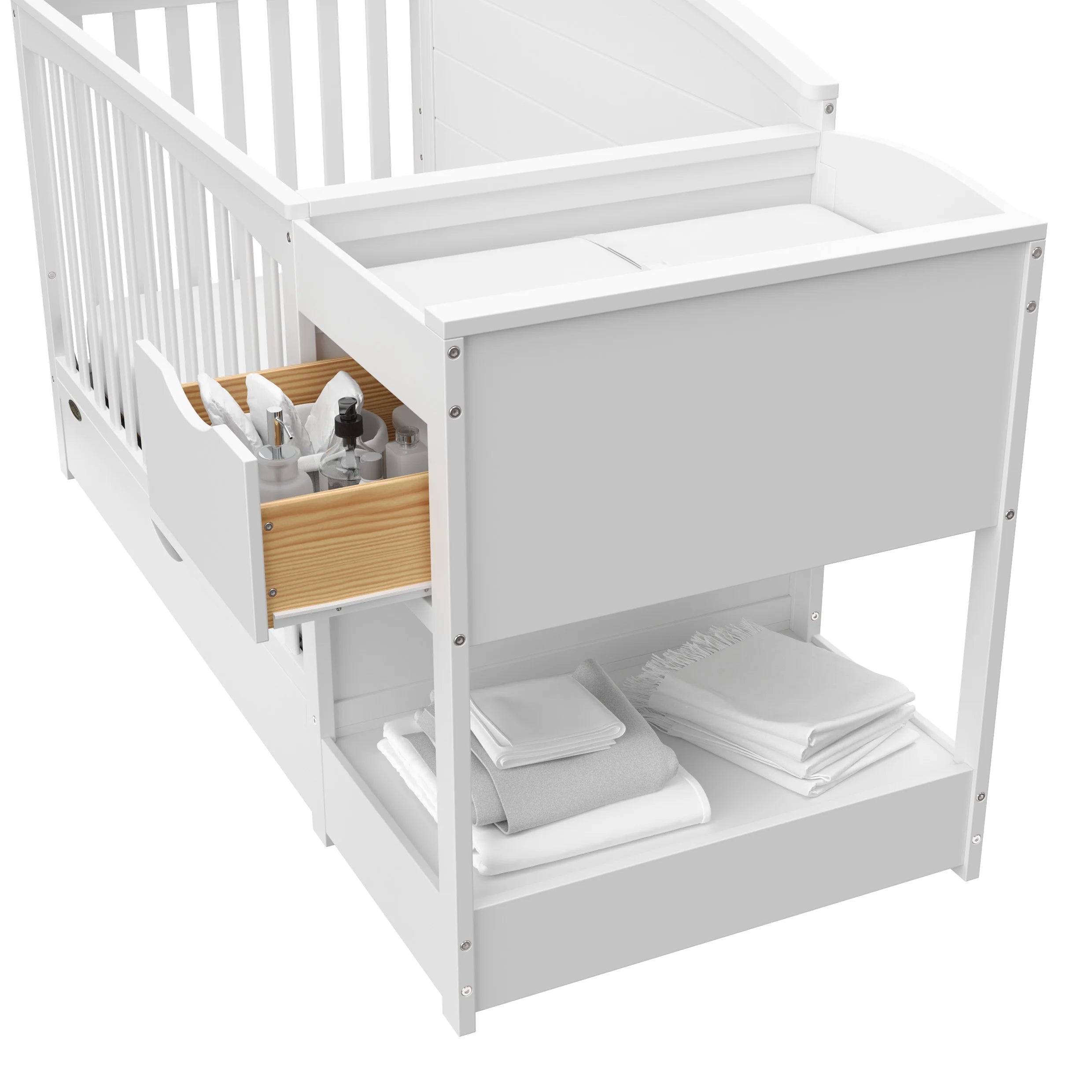 Graco Bellwood 5-in-1 Convertible Crib and Changer, White