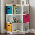 RiverRidge Kids 6-Cubby, 3-Shelf Corner Cabinet - White