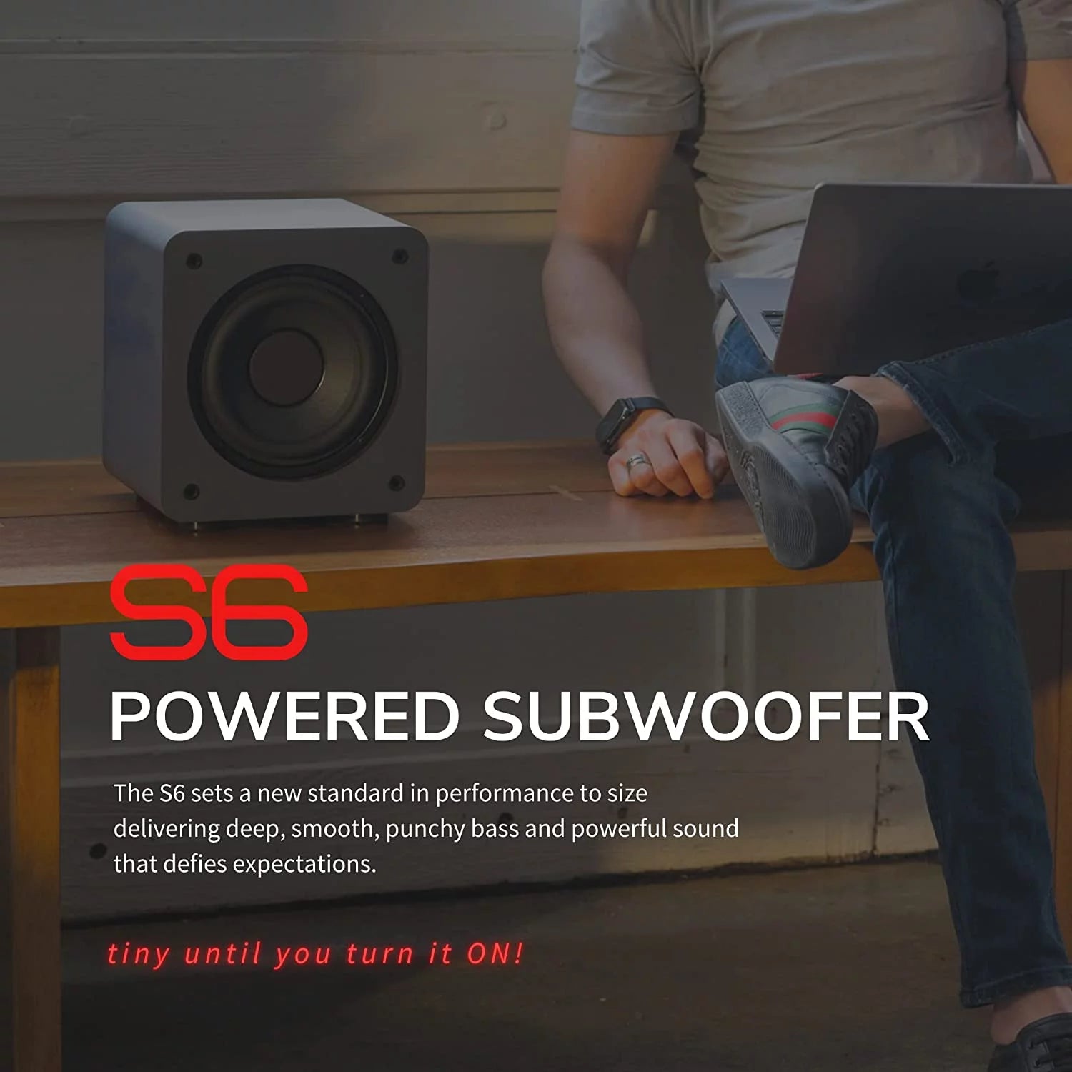 Audioengine S6 210 Watt 6" Compact Powered Subwoofer - Gray - New