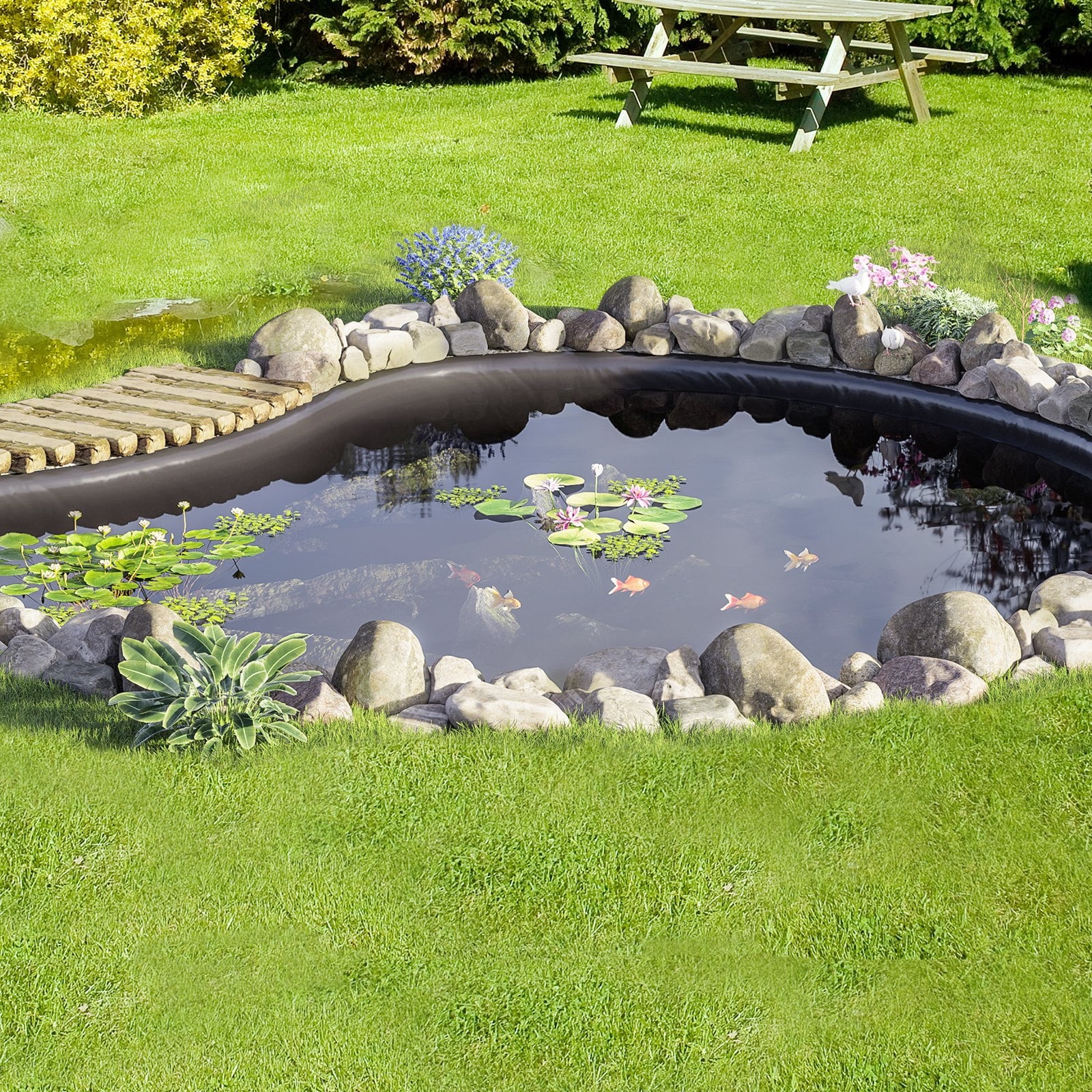 VEVOR EPDM Pond Liner, 20 x 25 ft, 45 Mil Thick, Black, Flexible Underlayment for Koi Ponds, Waterfalls, and Fountains
