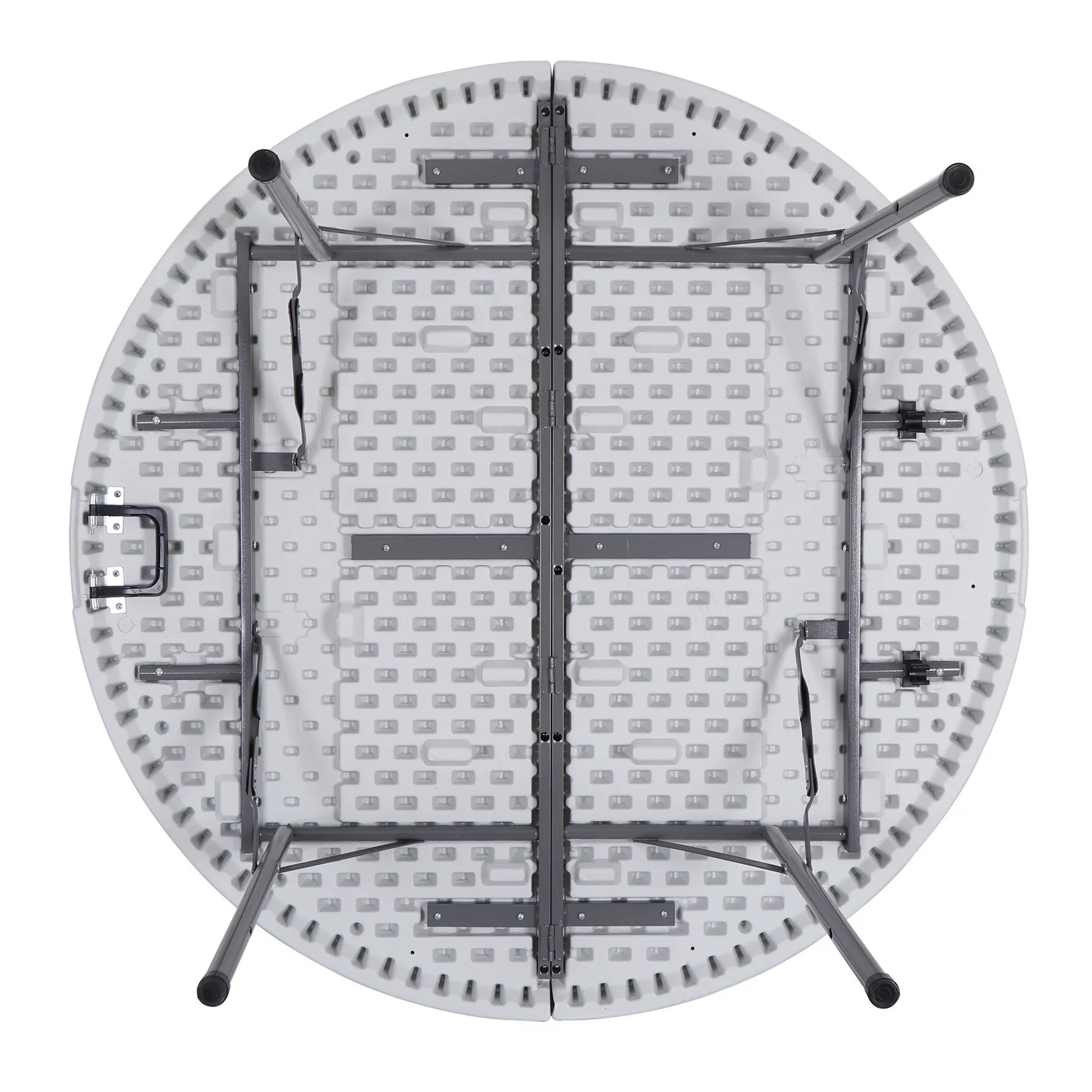 HomGarden 48" Round Bi-Folding Picnic Table 4FT Portable Plastic Dining Card Table Indoor & Outdoor White