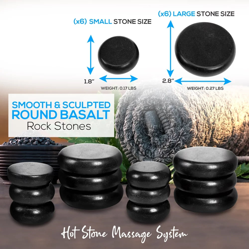 SereneLife PSLMSGST65 Hot Stone Massage Therapy System Kit with Travel Case