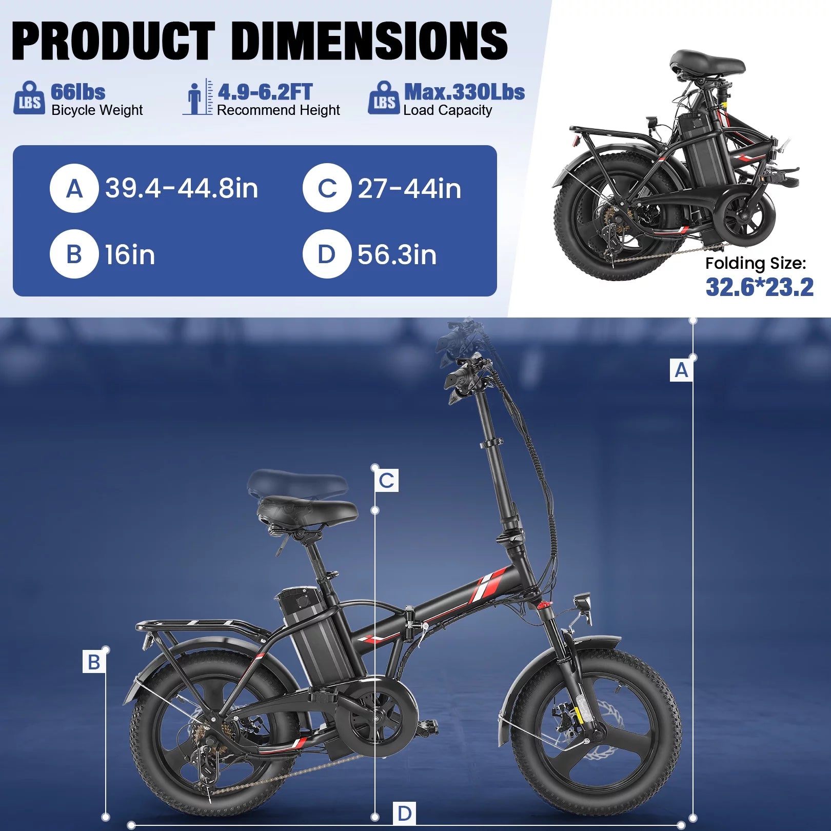 Gocio Electric Bike Fat Tire Folding Electric Bicycle for Adults with LCD Display, 350W Ebike 48V City Bike with 374.4wh Removable Battery Shimano 7 Speed Commuting Hybrid Bike UL2849