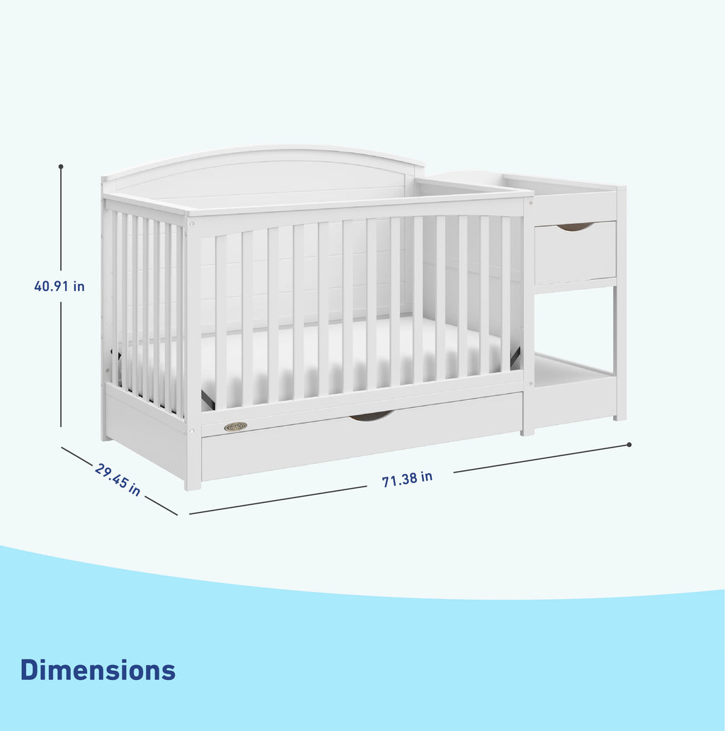 Graco Bellwood 5-in-1 Convertible Crib and Changer, White