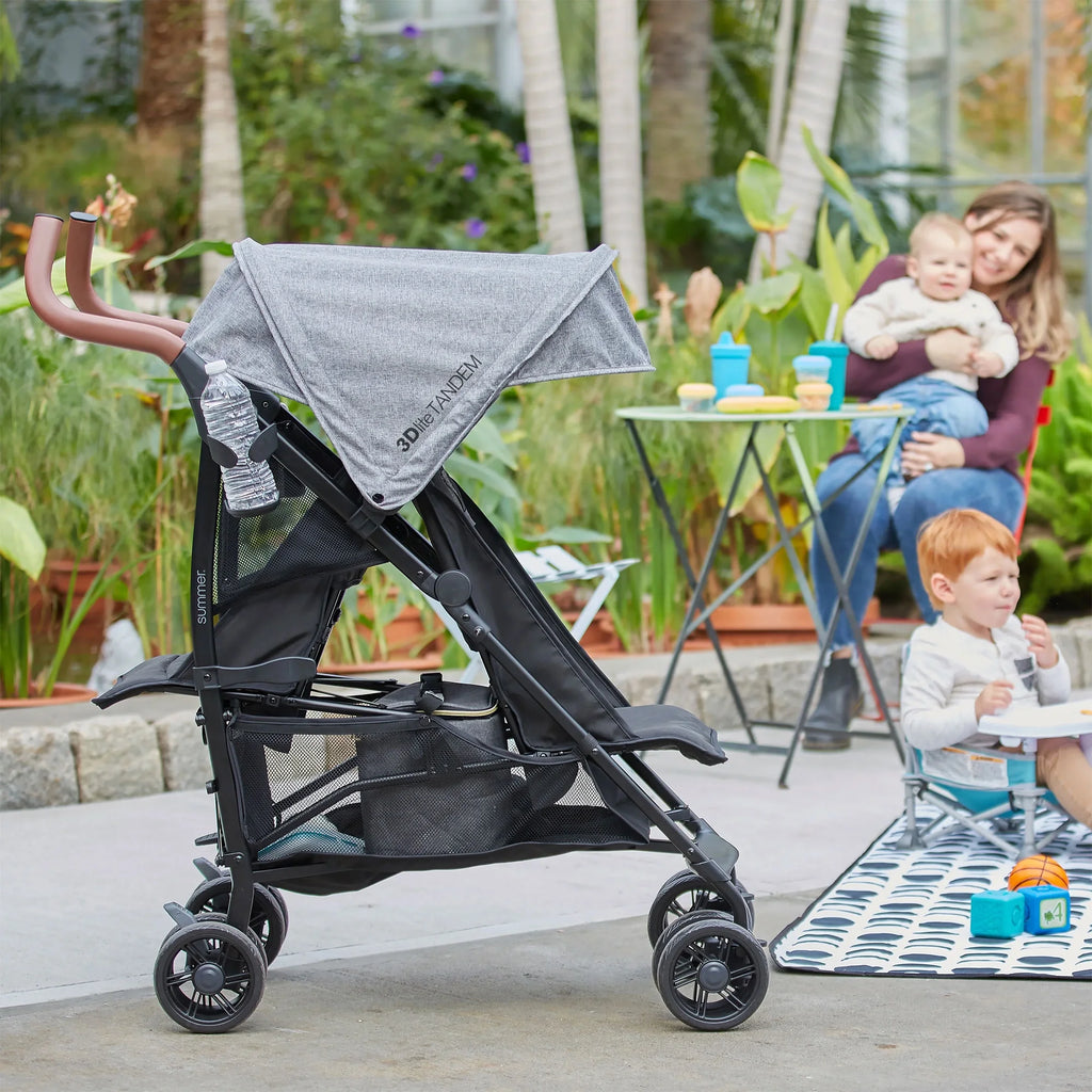 Summer Infant 3Dlite Tandem Double Stroller for Infants & Toddlers, Black