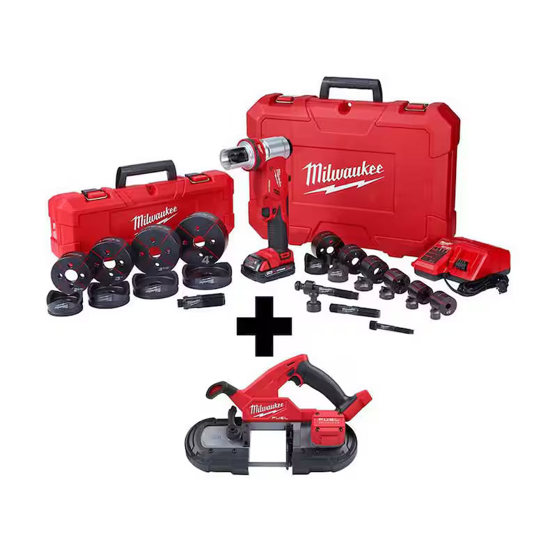M18 18V Lithium-Ion 1/2 in. to 4 in. Force Logic 6 Ton Cordless Knockout Tool Kit with FUEL Bandsaw