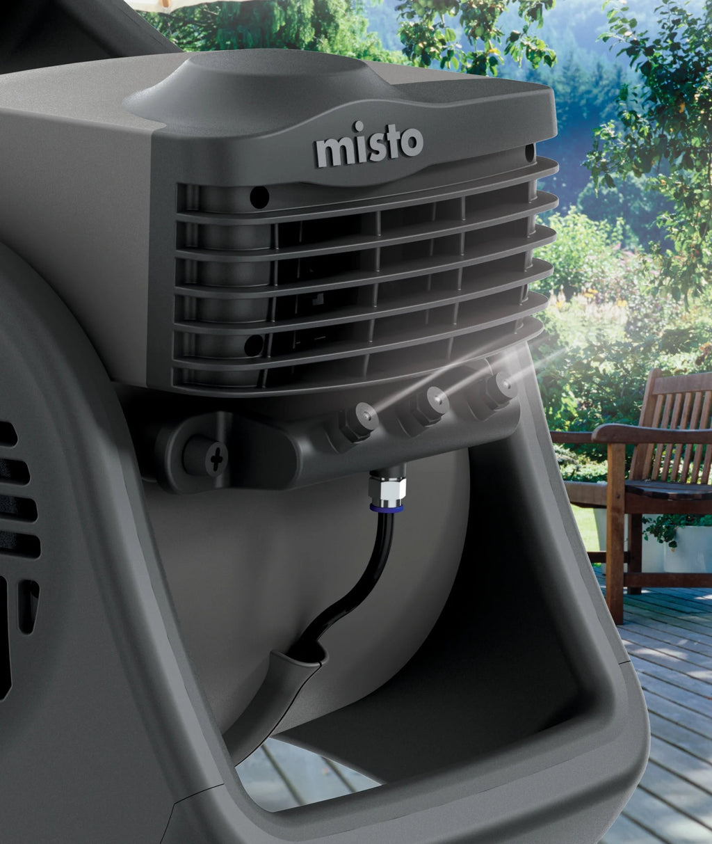 Lasko 15" Pivoting Misto Outdoor Misting Fan with GFCI Cord and 3 Speeds, Black, 7050, New