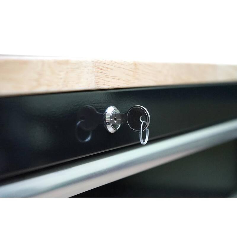Tool Storage 46 in. W Standard Duty Black Mobile Workbench Cabinet with Solid Top Full Length Extension Table
