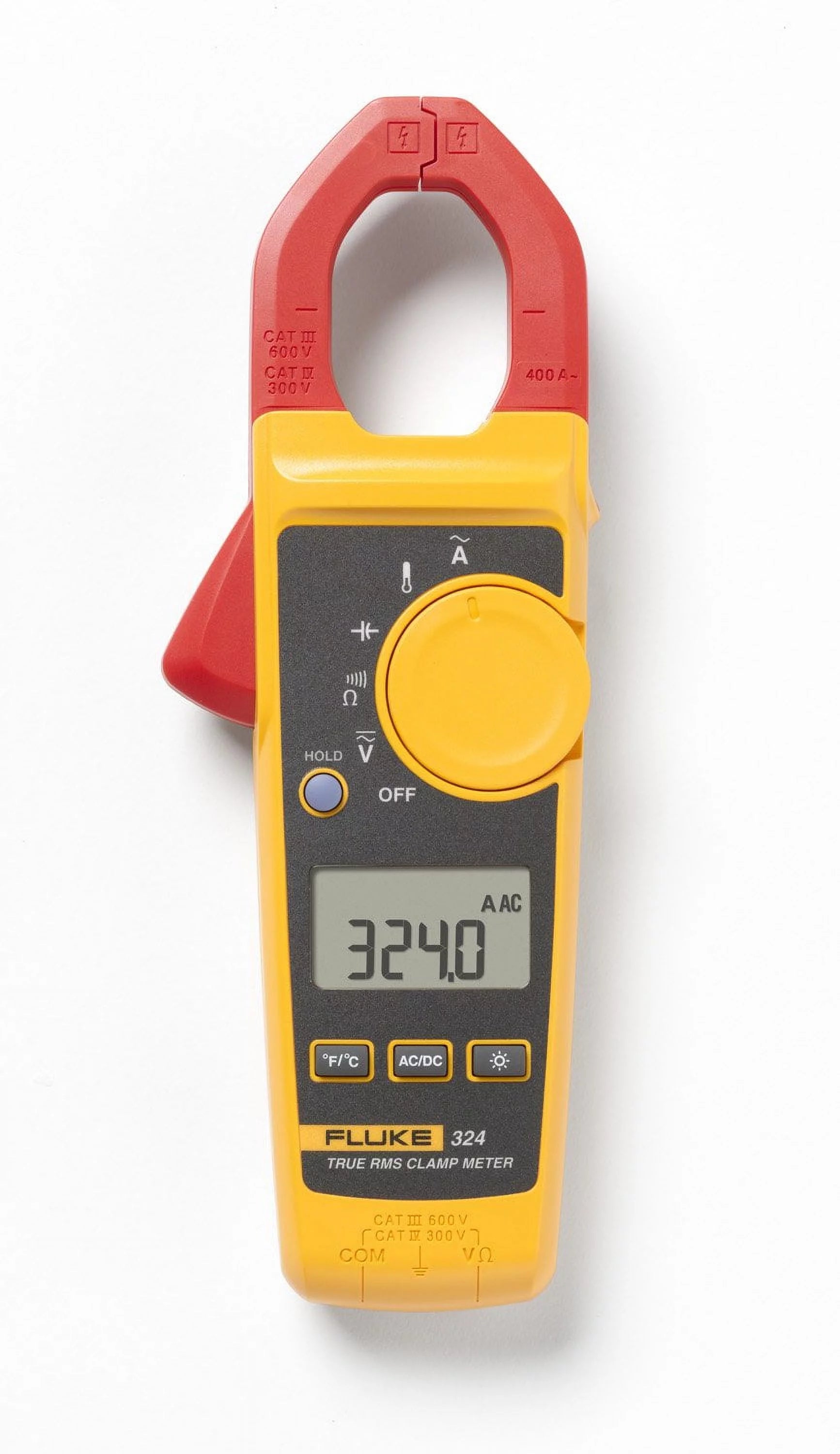Fluke 324 40/400A AC 600V AC/DC True-RMS Clamp Meter W/Temperature & Capacitance