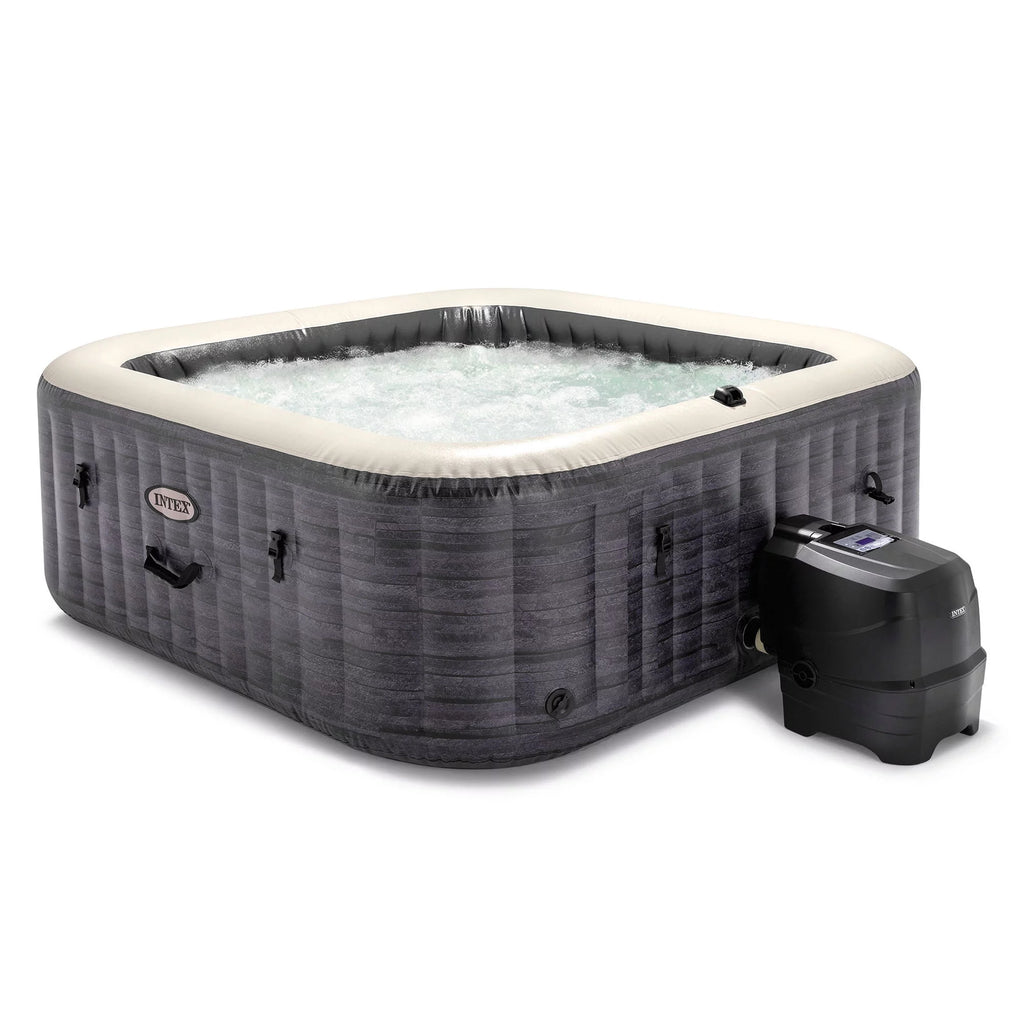 Intex PureSpa Plus Greystone Inflatable Hot Tub Square Jet Spa, 83 x 28