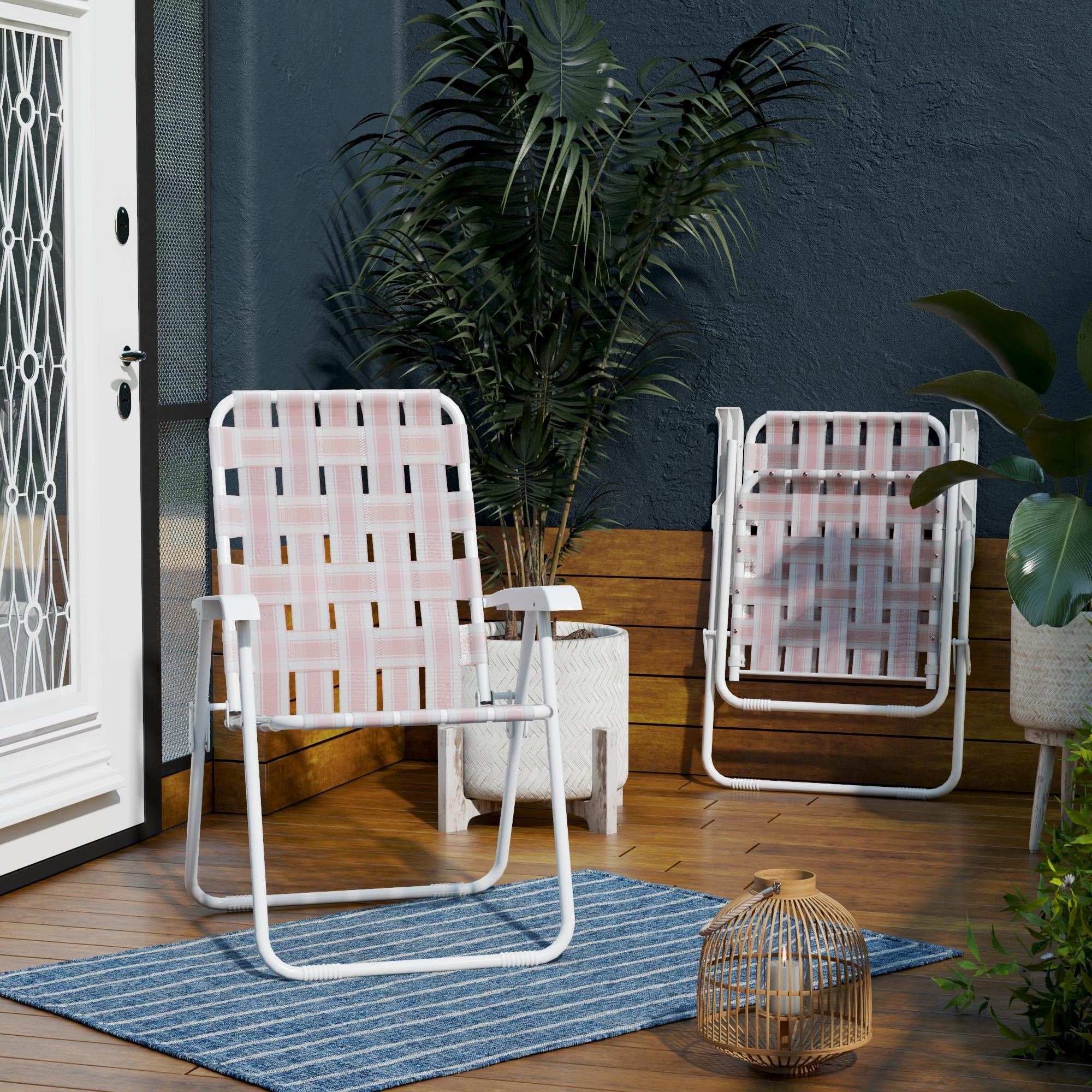Novogratz Poolside Gossip, Priscilla Folding Chairs, 2-Pack, Rosewater