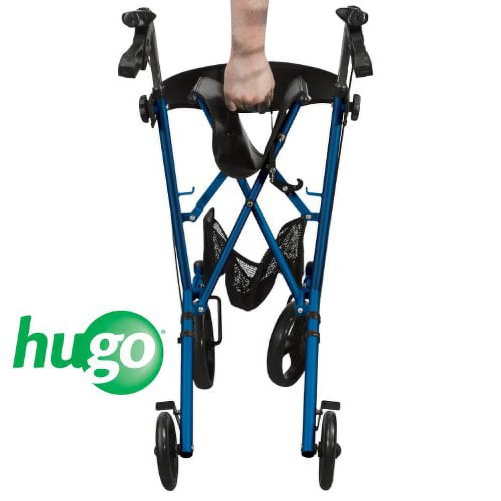 Hugo Mobility Sidekick Side-Folding Rollator Walker with Seat, Blueberry