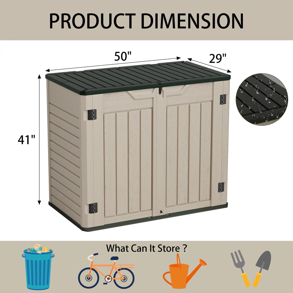 Homall 260 Gallon Outdoor Storage Deck Box HDPE Plastic Trash Cans, Dark green