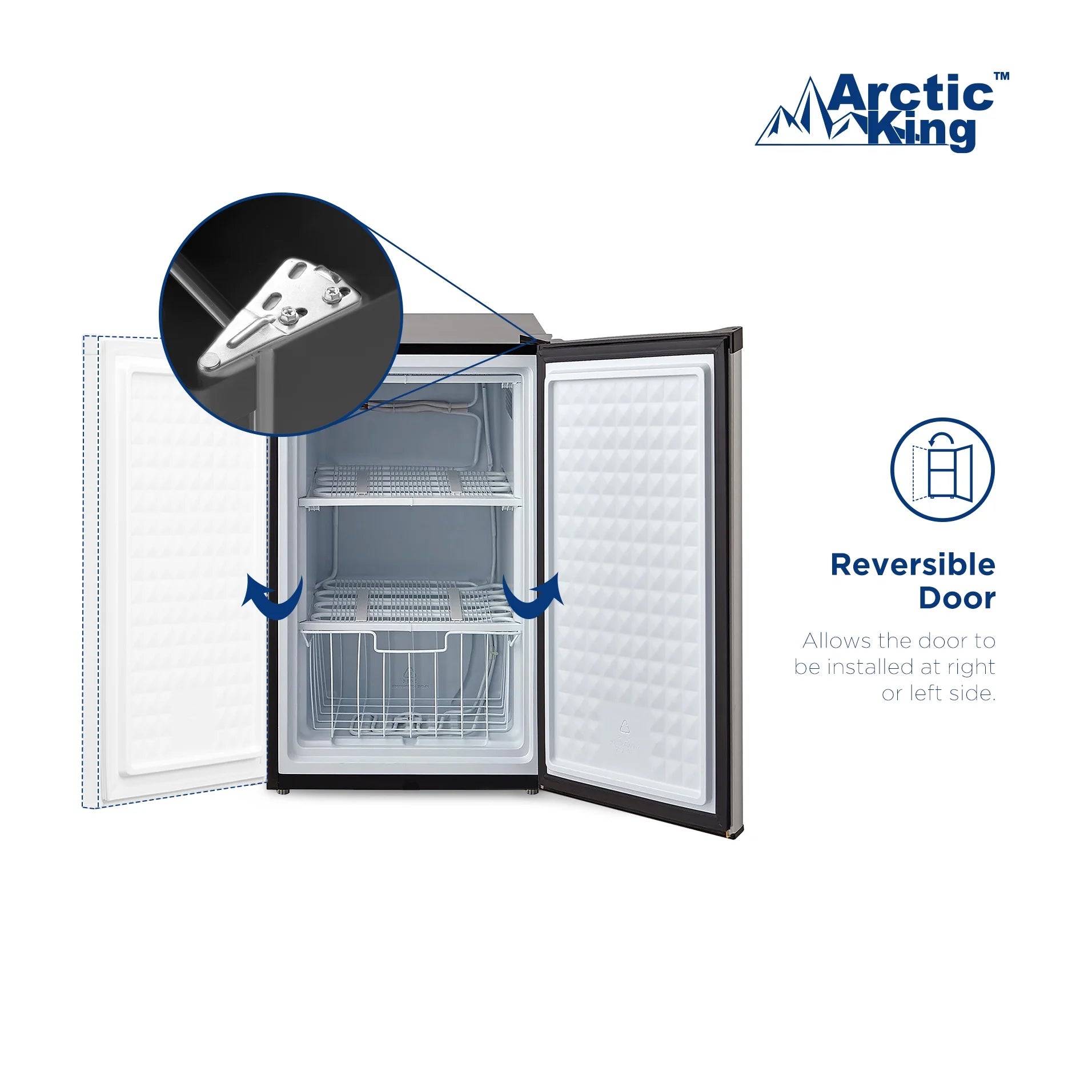 Arctic King 3.0 Cu ft Upright Freezer Stainless Steel Door, E-star new