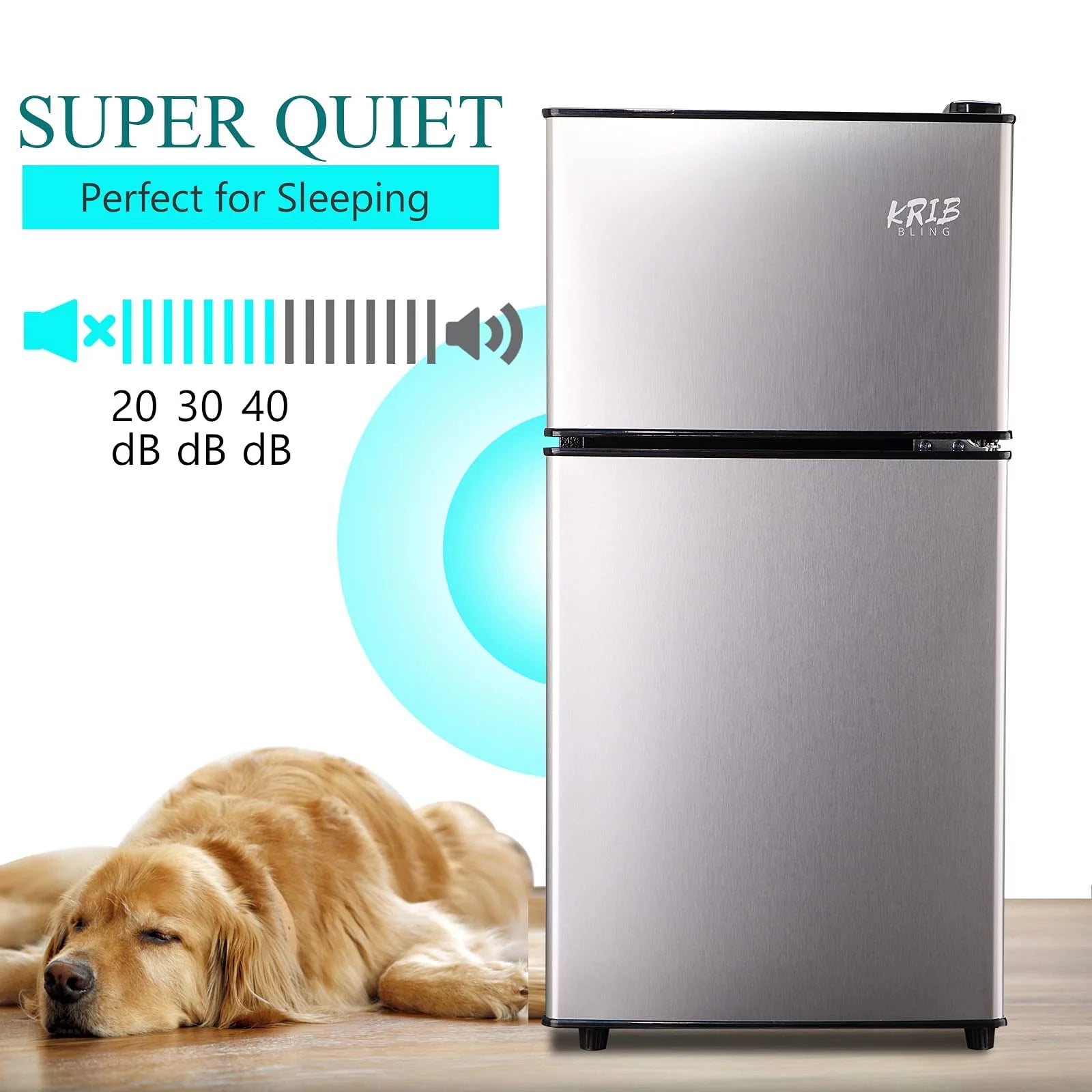 KRIB BLING 3.5 Cu.ft Compact Refrigerator Mini Fridge with Freezer, 2 Door Small Refrigerator for Office, Silver