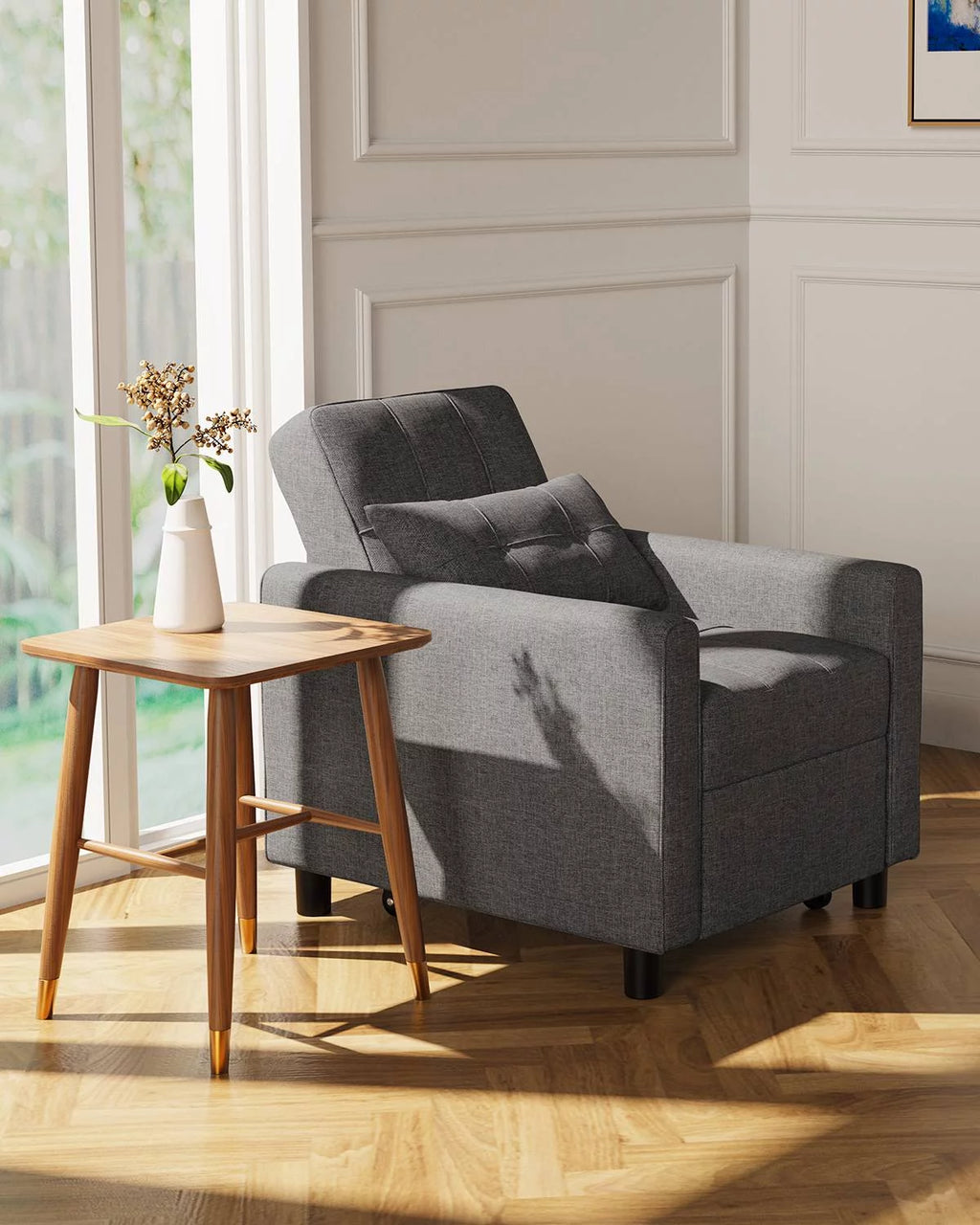 Sofa Beds Chair 3 in 1, Convertible Chair Single Bed,Dark Grey