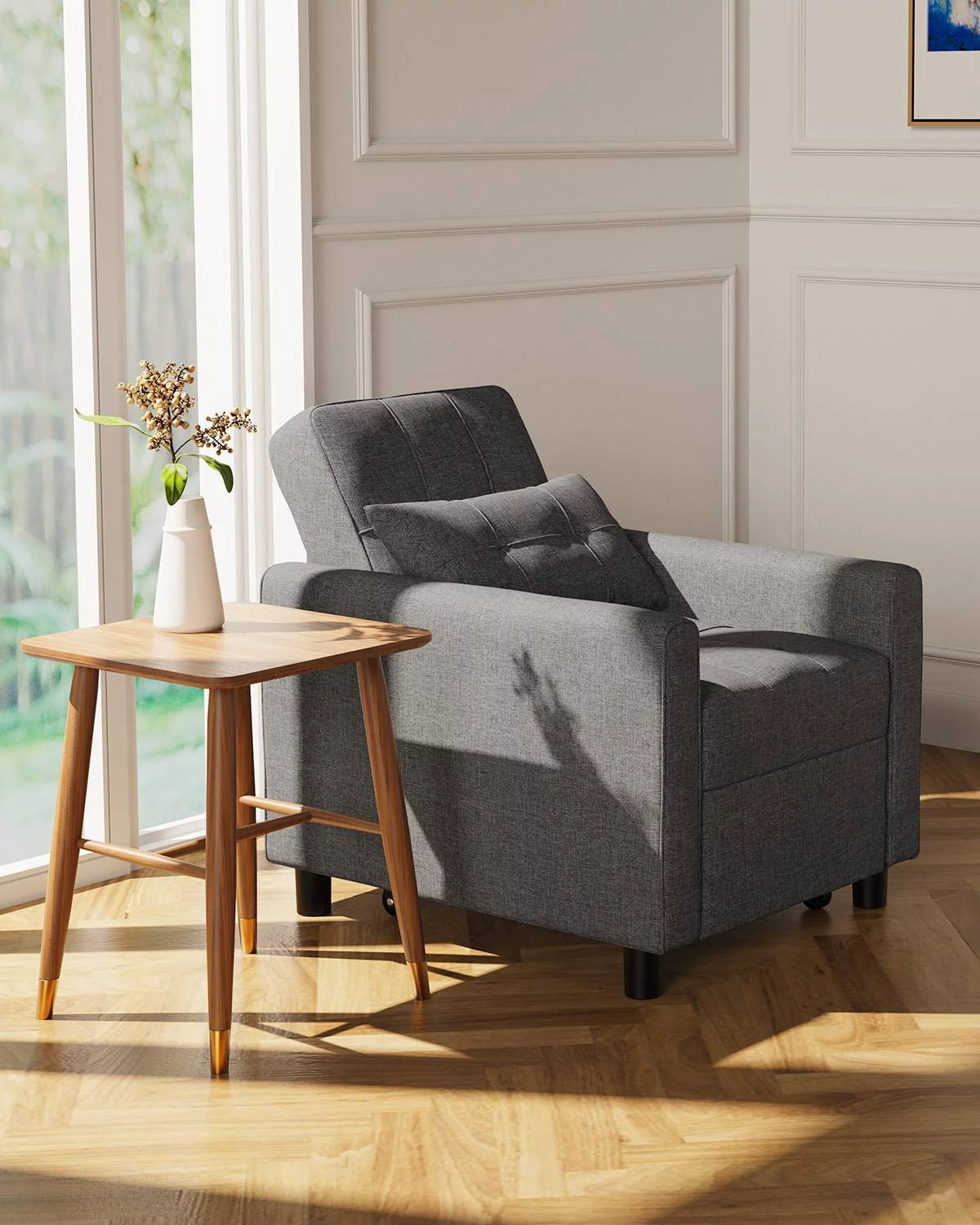 Sofa Beds Chair 3 in 1, Convertible Chair Single Bed,Dark Grey