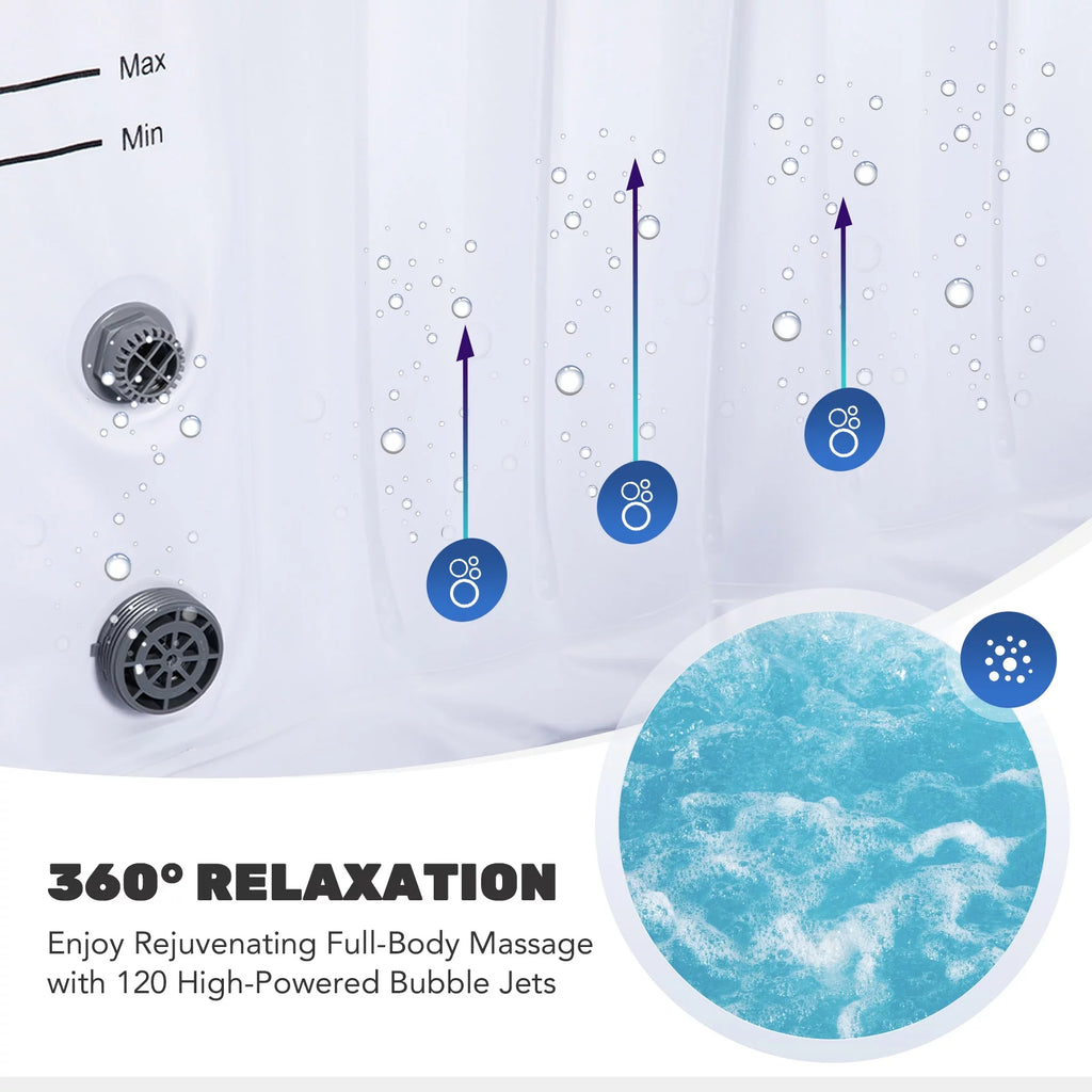 CO-Z 5x5ft PVC Square Inflatable Spa Tub &amp; 120 Massaging Jets for Patio &amp; More for 4-person Blue