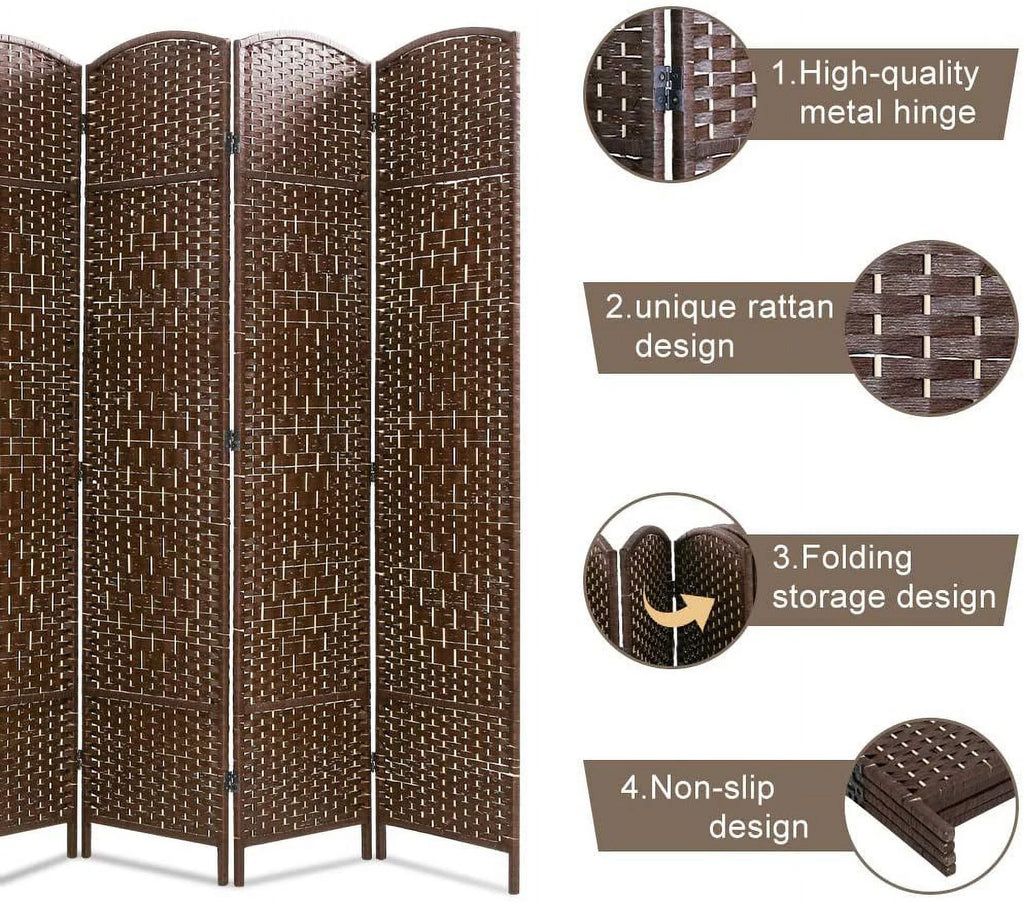Dkeli Room Dividers and Folding Privacy Screens 6 Panel Portable Privacy Partition, Brown