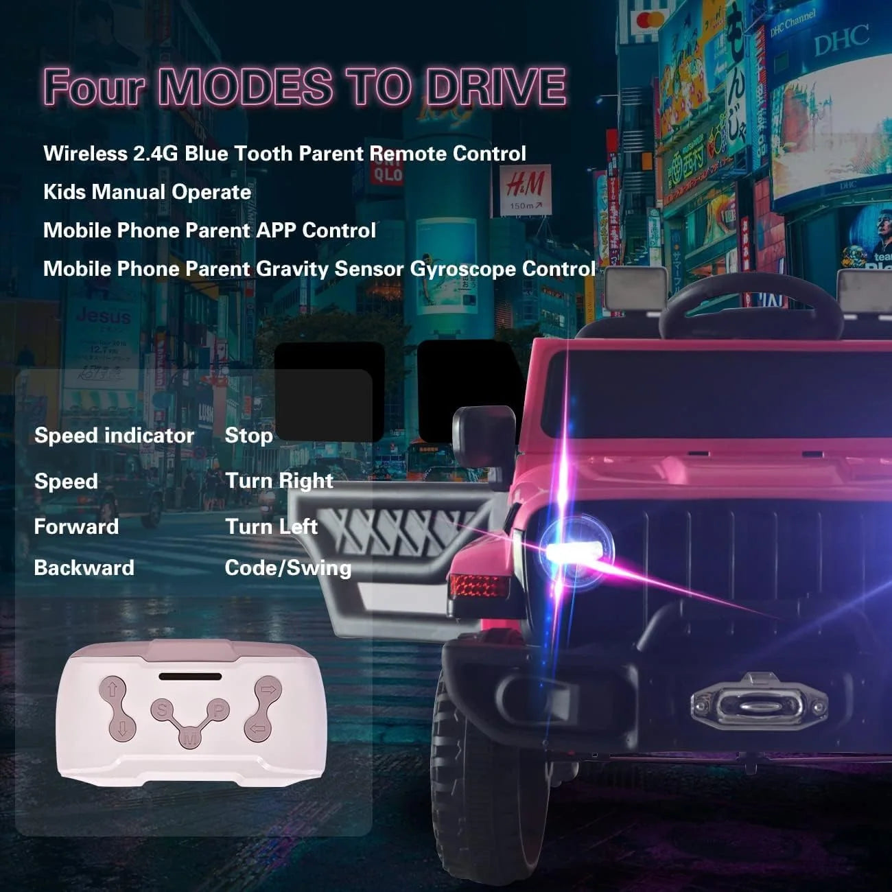 Powered Motorized Vehicles 12v Kid Ride On Electric Car Remote Control LED Lights,Suspension Wheels,Rubber EVA Tire,Music Pink-Ansley&HosHo