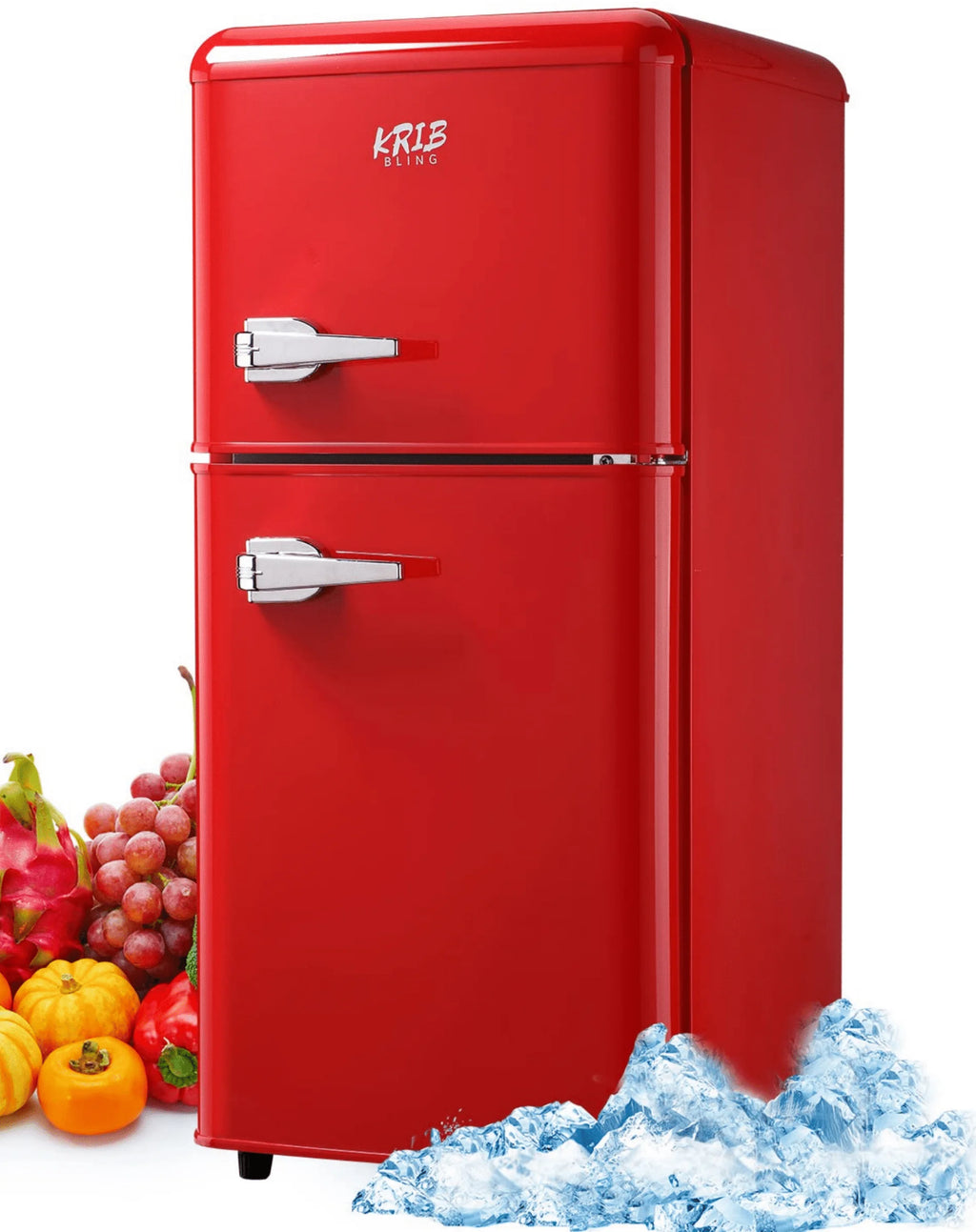 KRIB BLING 3.5 Cu.ft Compact Refrigerator Mini Fridge with Freezer, 2 Door Small Refrigerator for Office, Silver