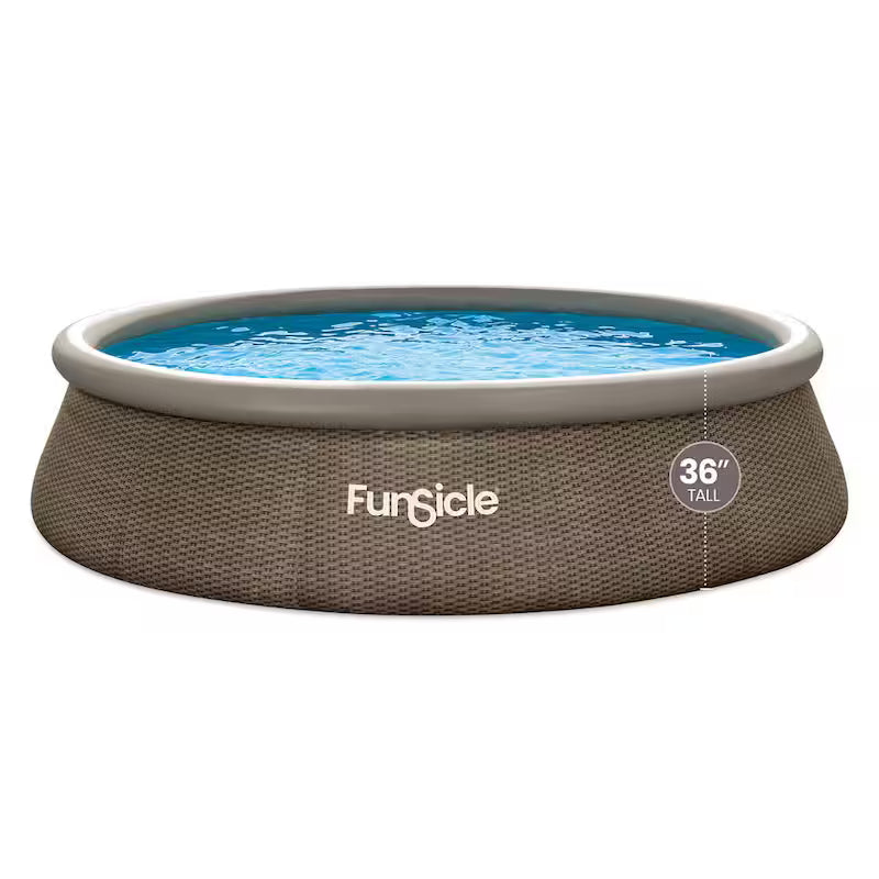 QuickSet Ring Top Designer 14 ft. Round 36 in. Deep Inflatable Pool, Brown Basketweave