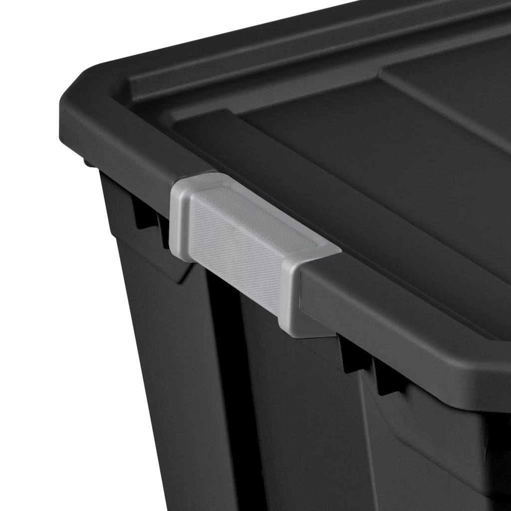Sterilite 50 Gallon Stacker Tote Plastic, Black, Set of 3