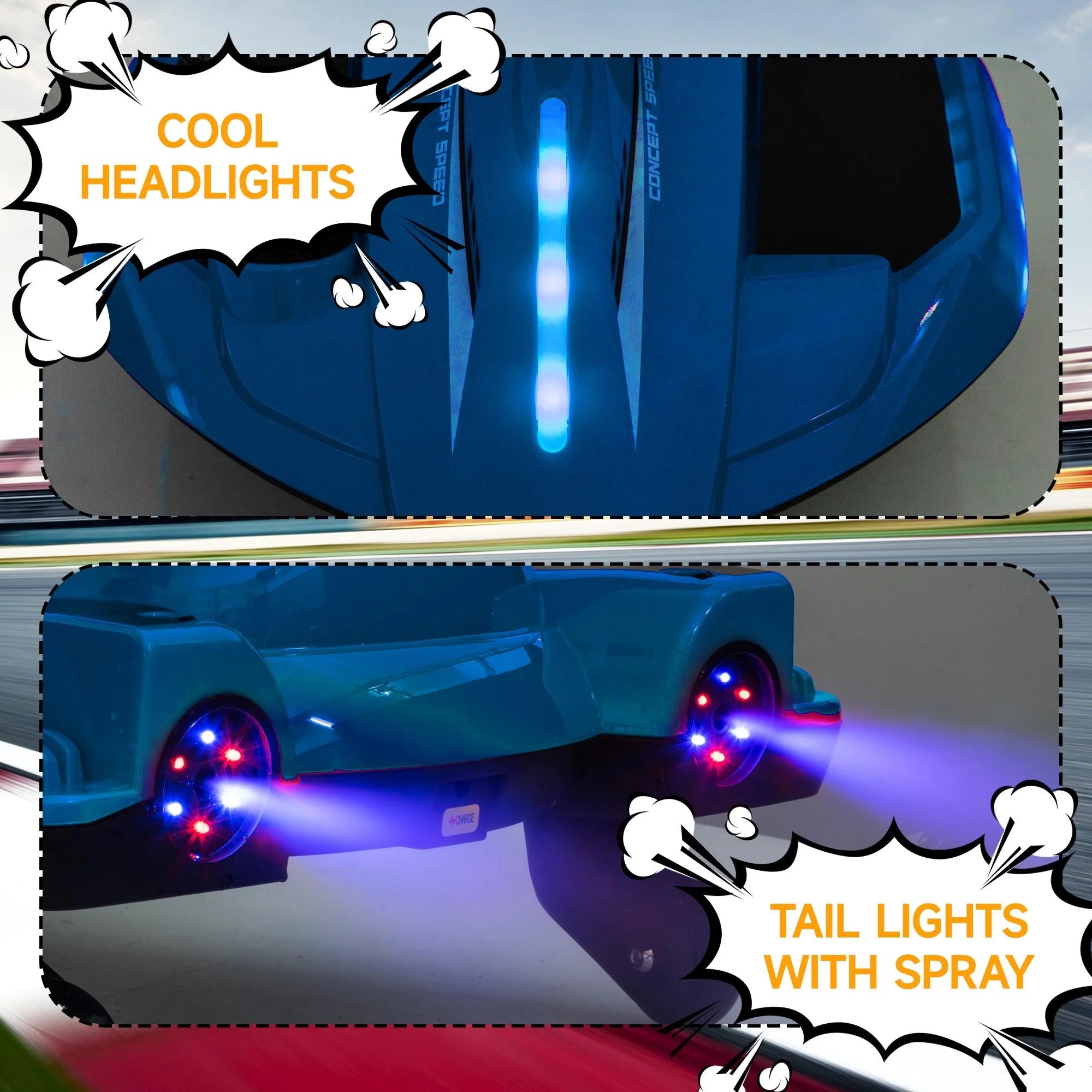 COCLUB Ride on Drift Car, Electric Ride On Toy with Cool Lights, MP3, USB, 12V Electric Drifting Go Kart, 360 Degrees Rotating, Kids' Electric Vehicles for Ages 3+, Blue